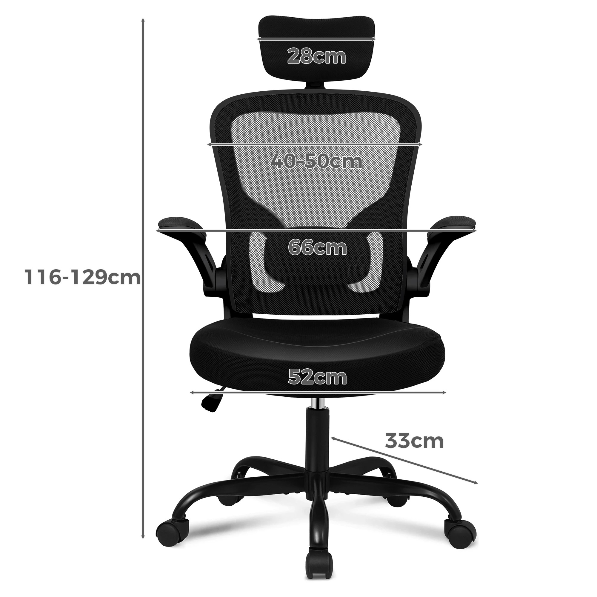 9 Alfordson Mesh Office Chair Executive Fabric Computer Seat Gaming Racing Tilt - Black, 9 of 10