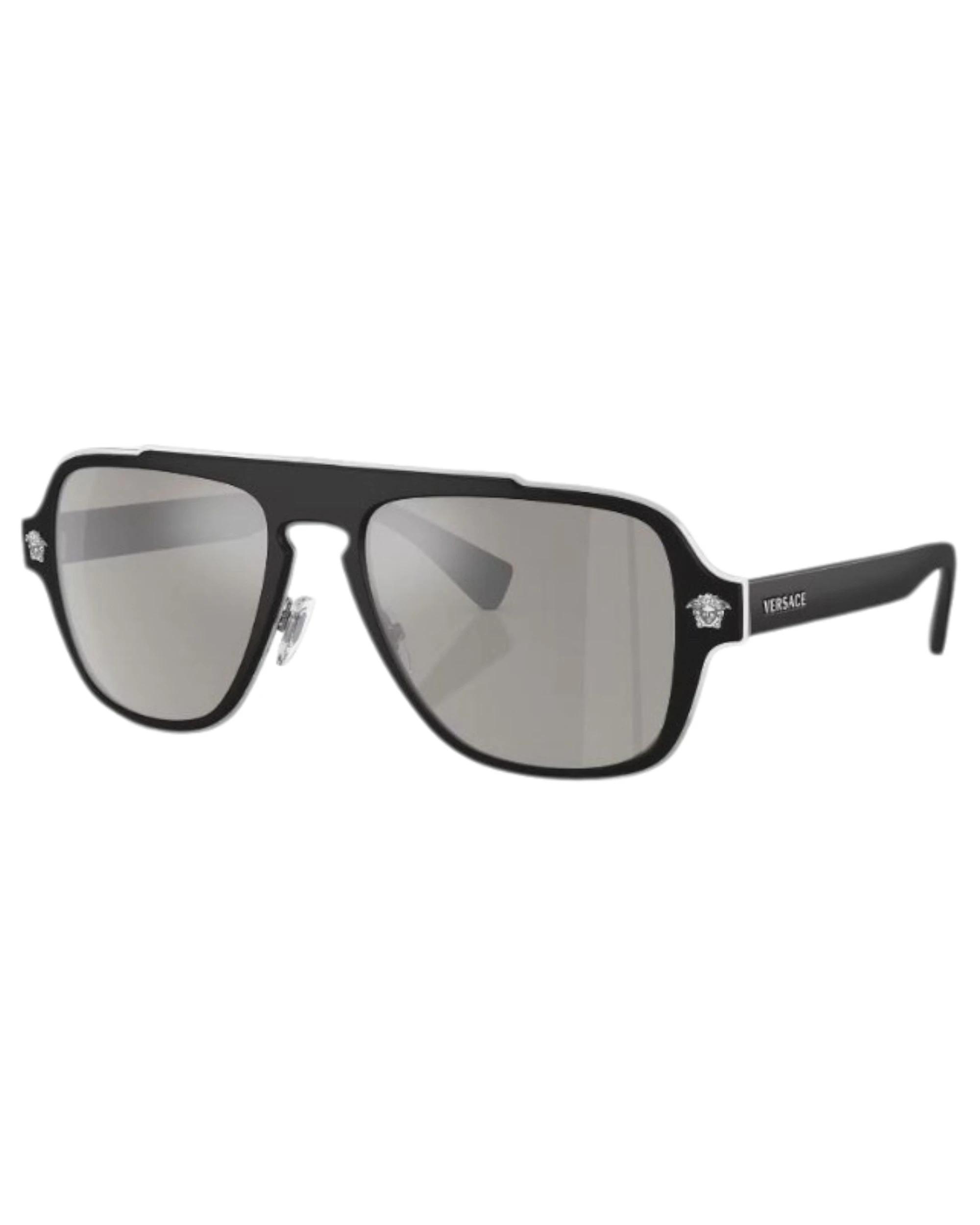 1 Versace Mens Sunglasses Ve2199 Mirror Silver Sunnies MATT BLACK/LIGHT GREY, 1 of 5
