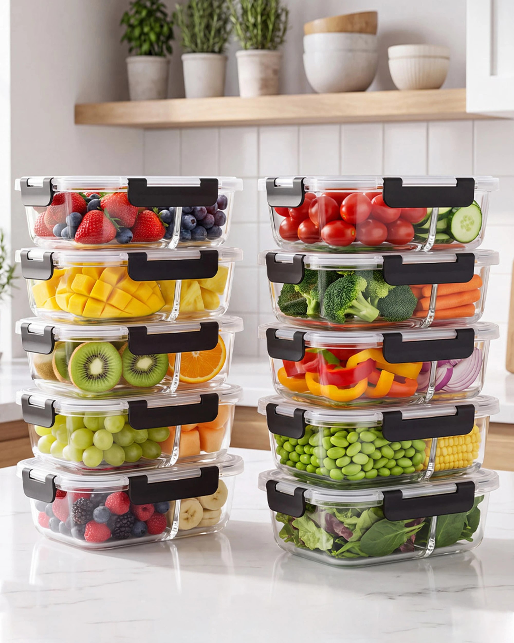 3 ZUNI Glass Food Container with Lid 10 Packs Airtight Meal Pre Storage, 3 of 8