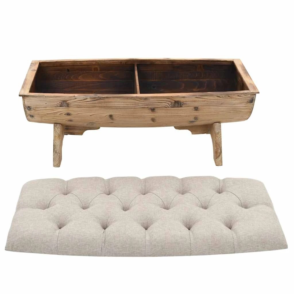 3 vidaXL Storage Bench Wood - Beige, 3 of 7