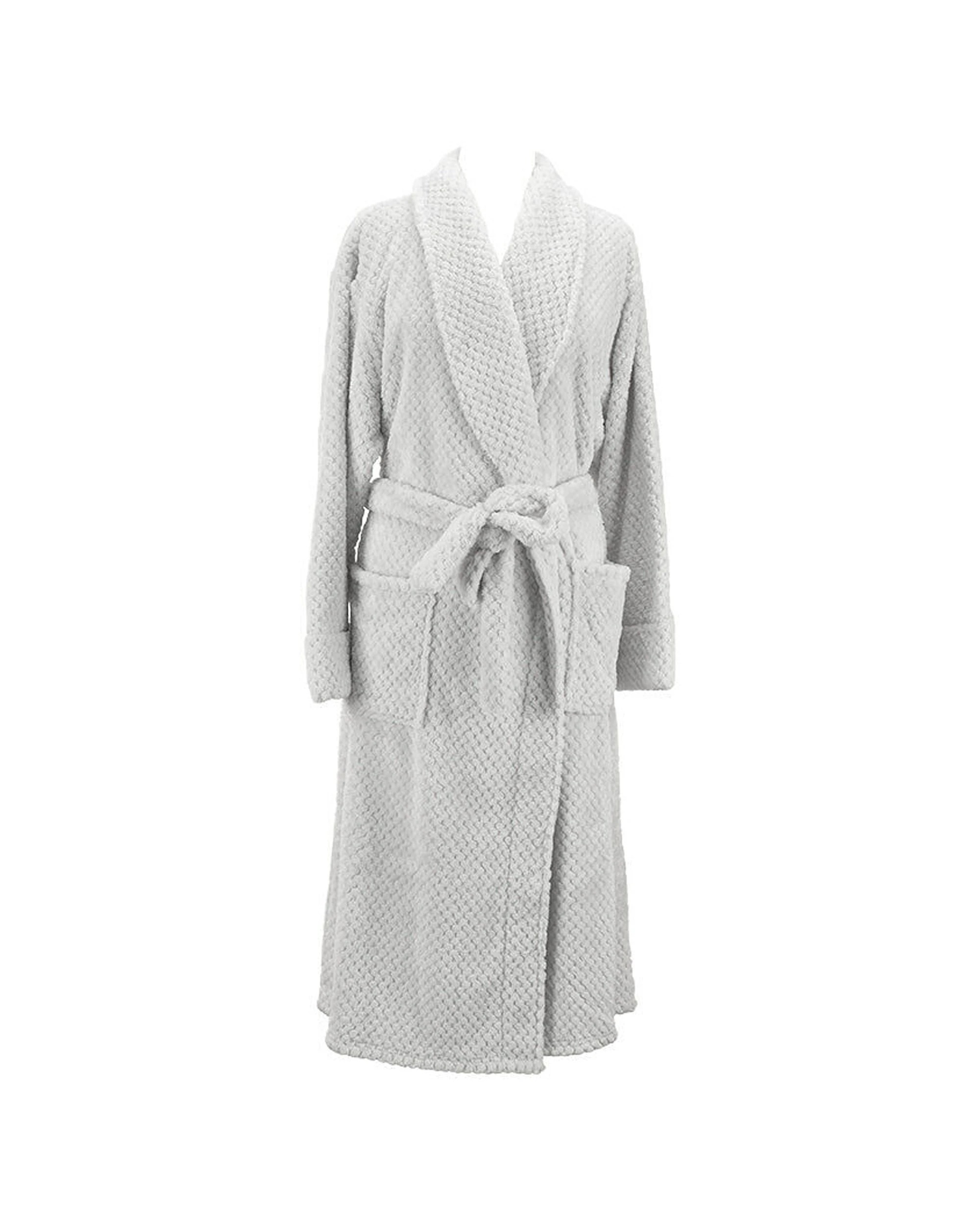 1 Annabel Trends Bath Robe Cosy Luxe Waffle Polyester Men's Light - Grey, 1 of 2