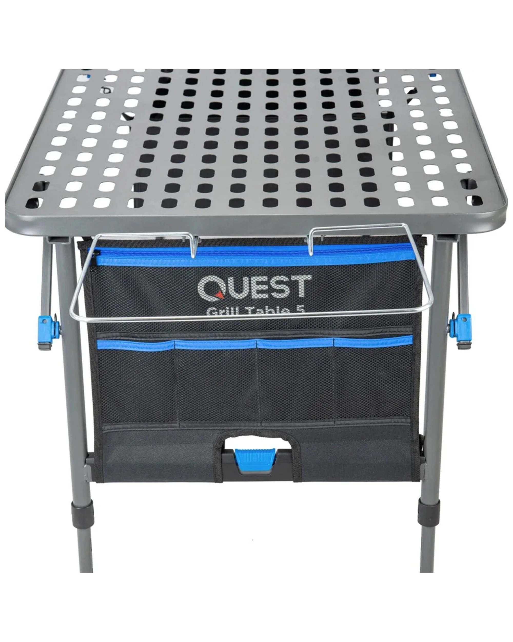 5 Quest Foldable Steel Grill Table Adjustable Height With Organiser - Black, 5 of 9