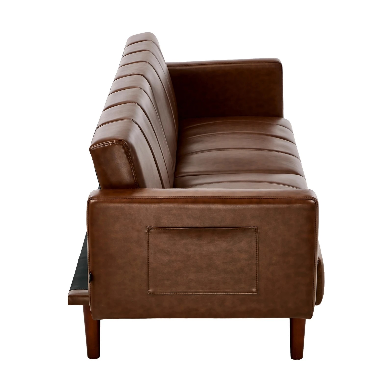 5 Oikiture 3 Seater Sofa Bed Sleeper Futon Faux Leather - Brown, 5 of 10