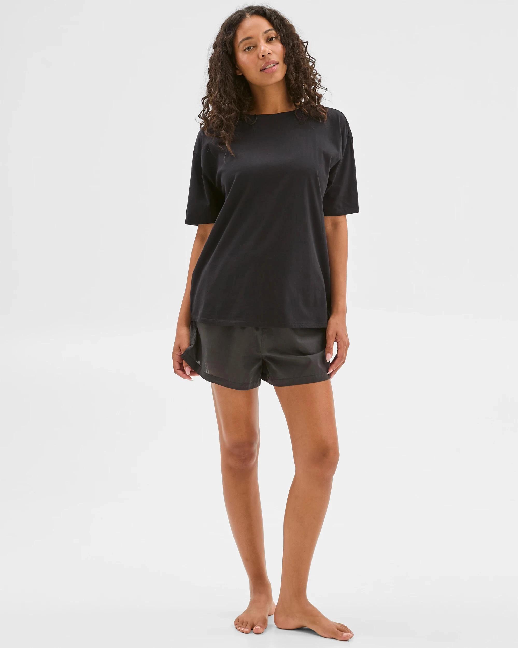 1 Target Womens Australian Cotton Boyfriend Miix & Match Pyjama Top BLACK, 1 of 6