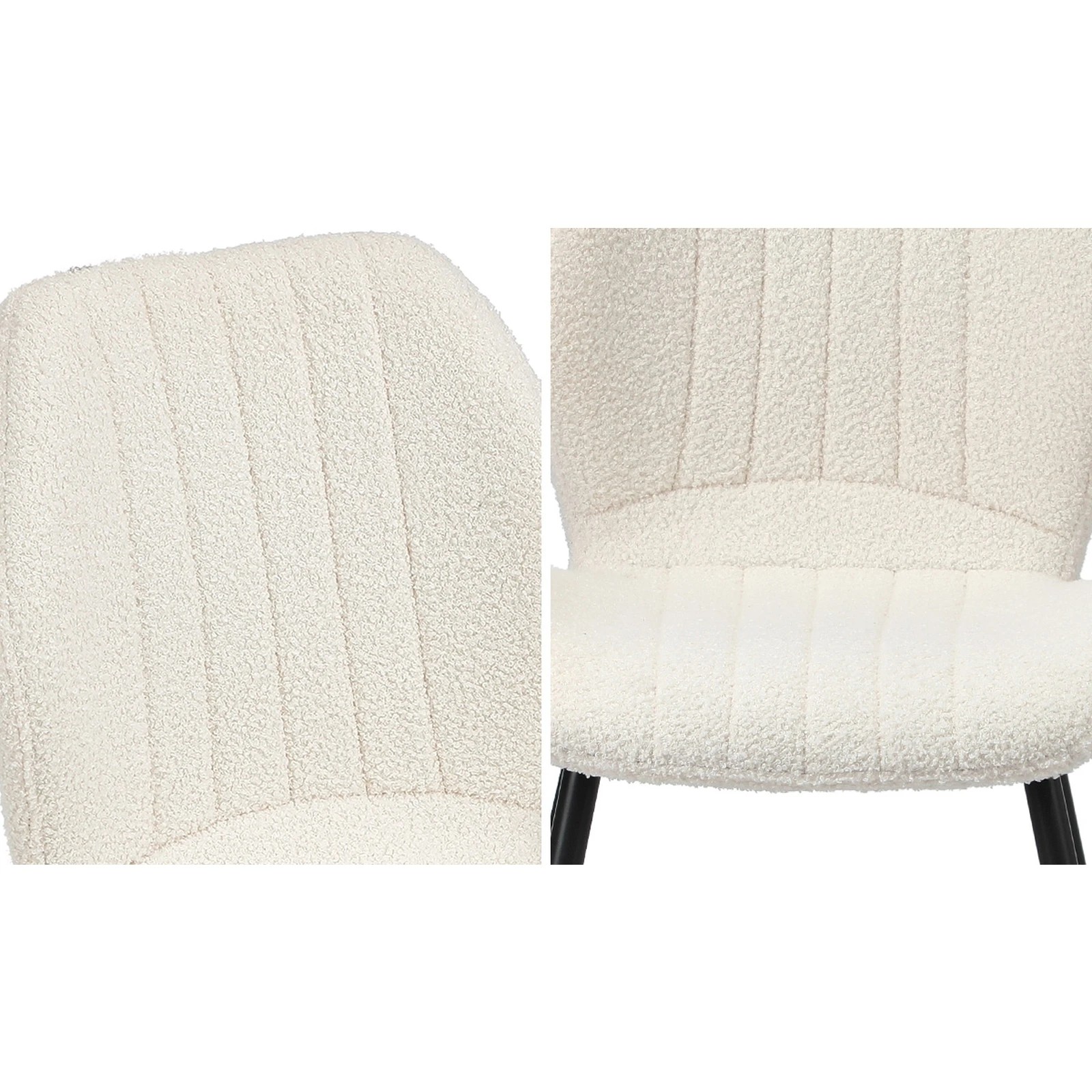 5 Oikiture Set of 2 Dining Chairs Kitchen Lounge Padded Seat Armless Boucle - White, 5 of 9