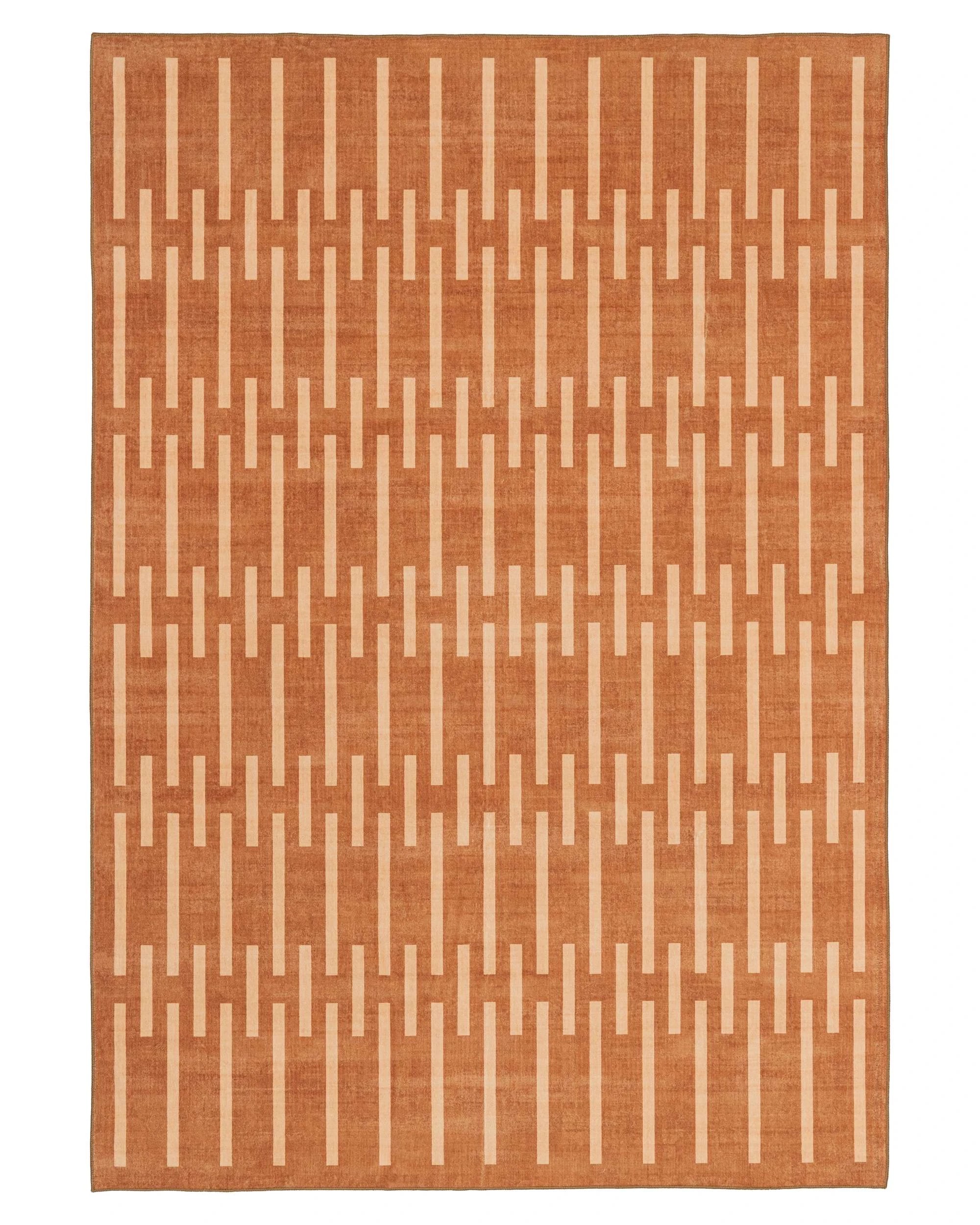 1 Loopsie Tudor Printed Washable Rug-220cm x 150cm - Orange, 1 of 8