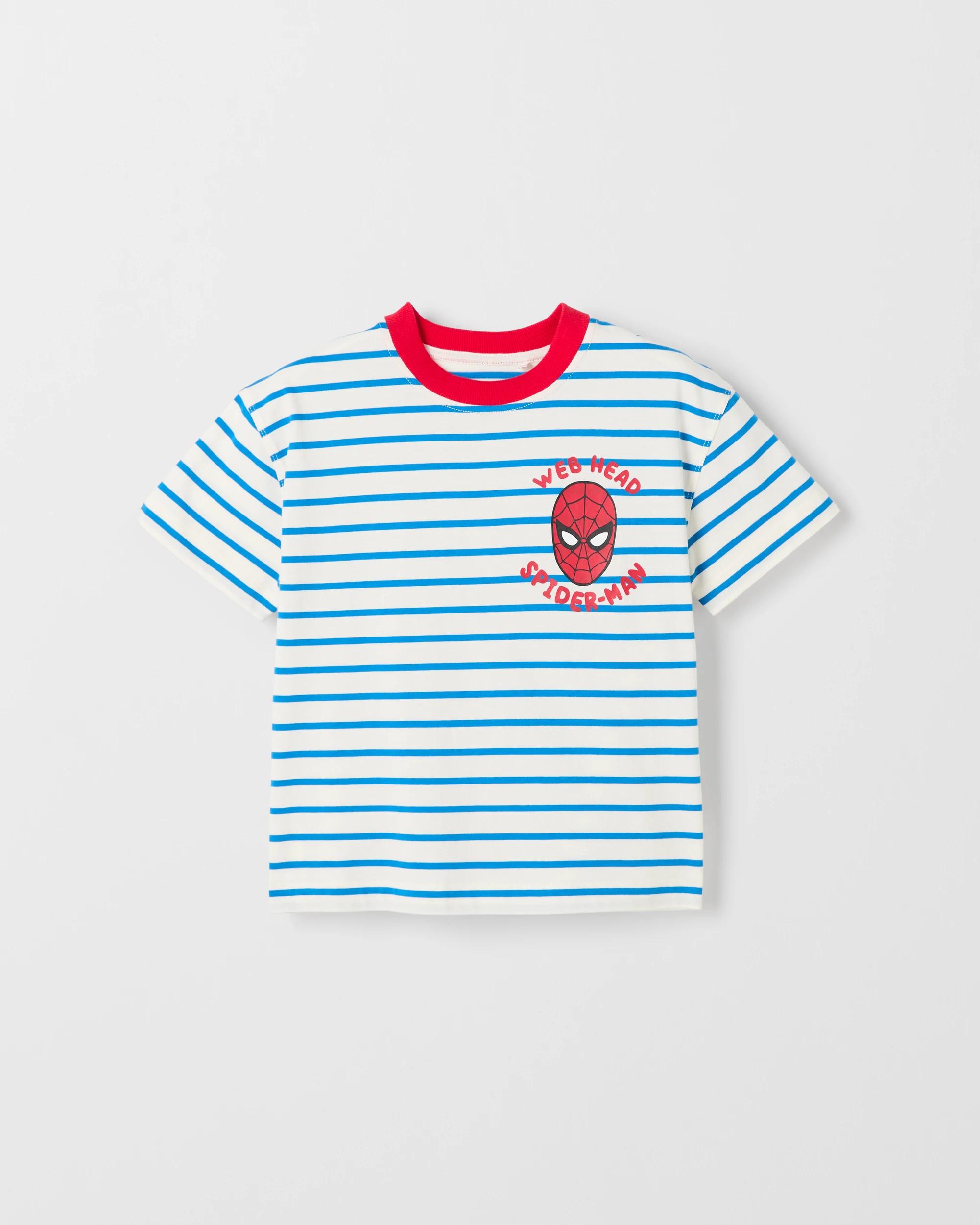 1 Disney Marvel Spider-Man Australian Cotton Stripe T-Shirt SPIDER-MAN STRIPE WHITE, 1 of 3