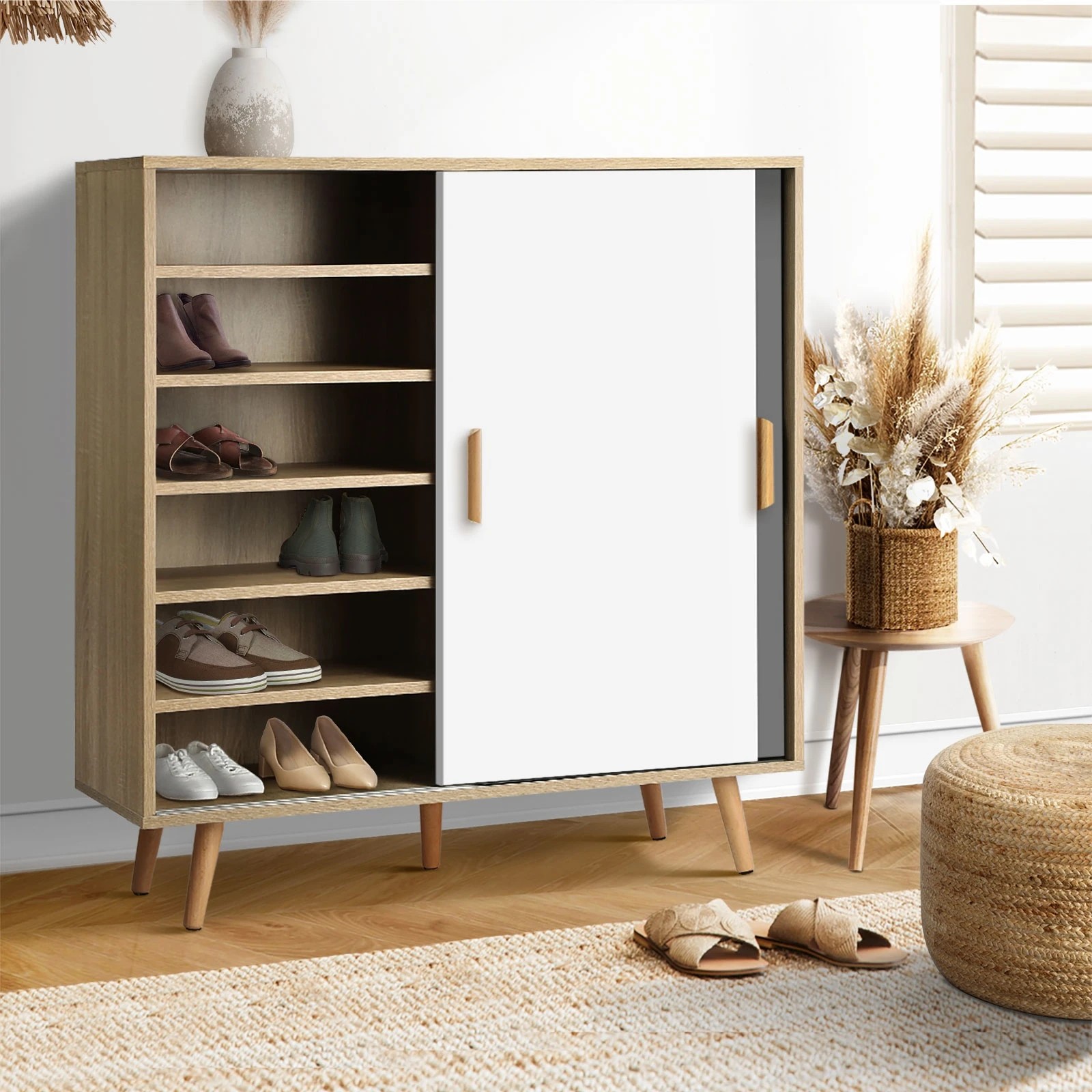 3 Oikiture Shoe Cabinet Storage Organiser Shoes Rack Sideboard Shelf Cupboard
 - Natural, 3 of 9