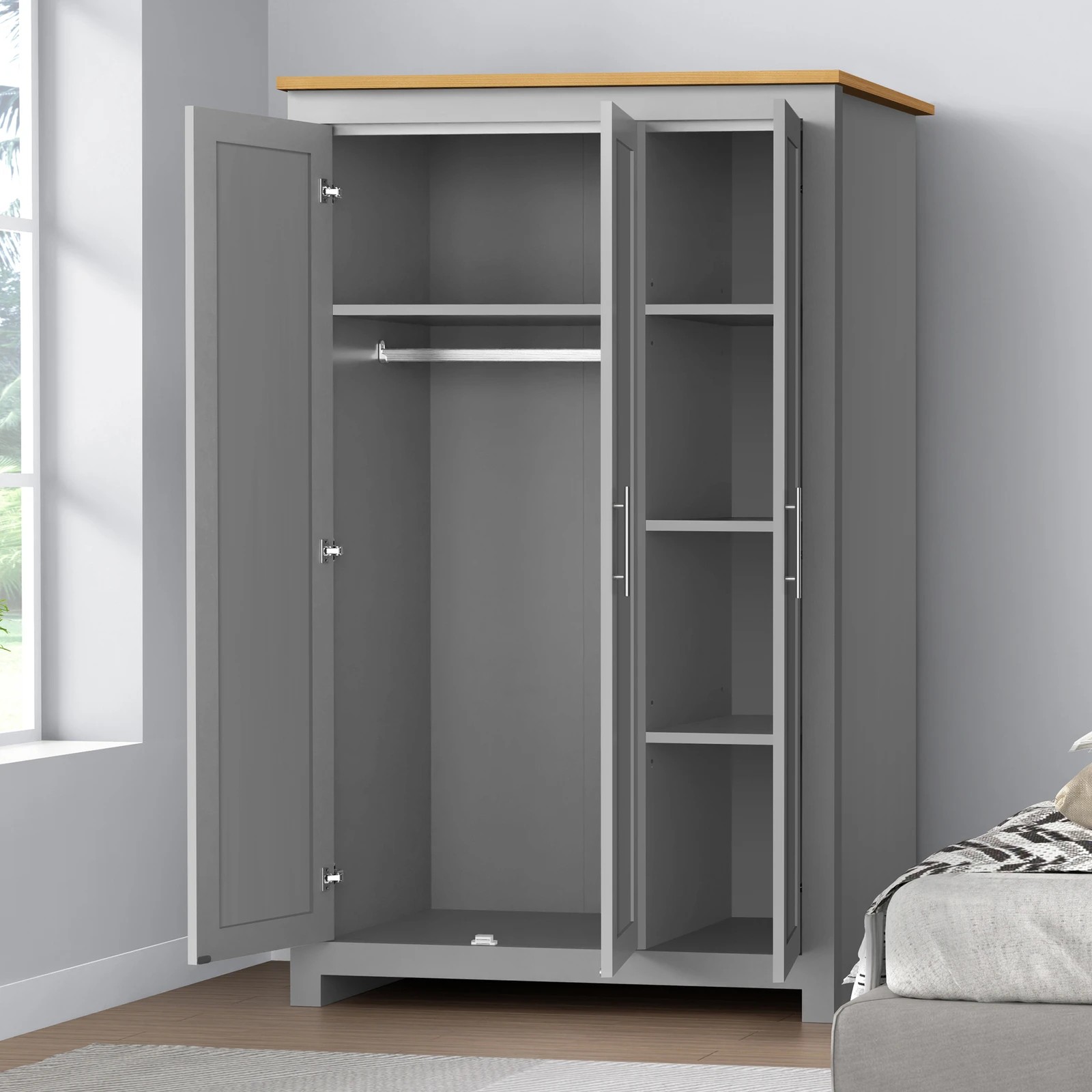 6 Alfordson Wardrobe Clothes Closet Storage Cabinet Organizer Shelf Hanging - Grey, 6 of 10
