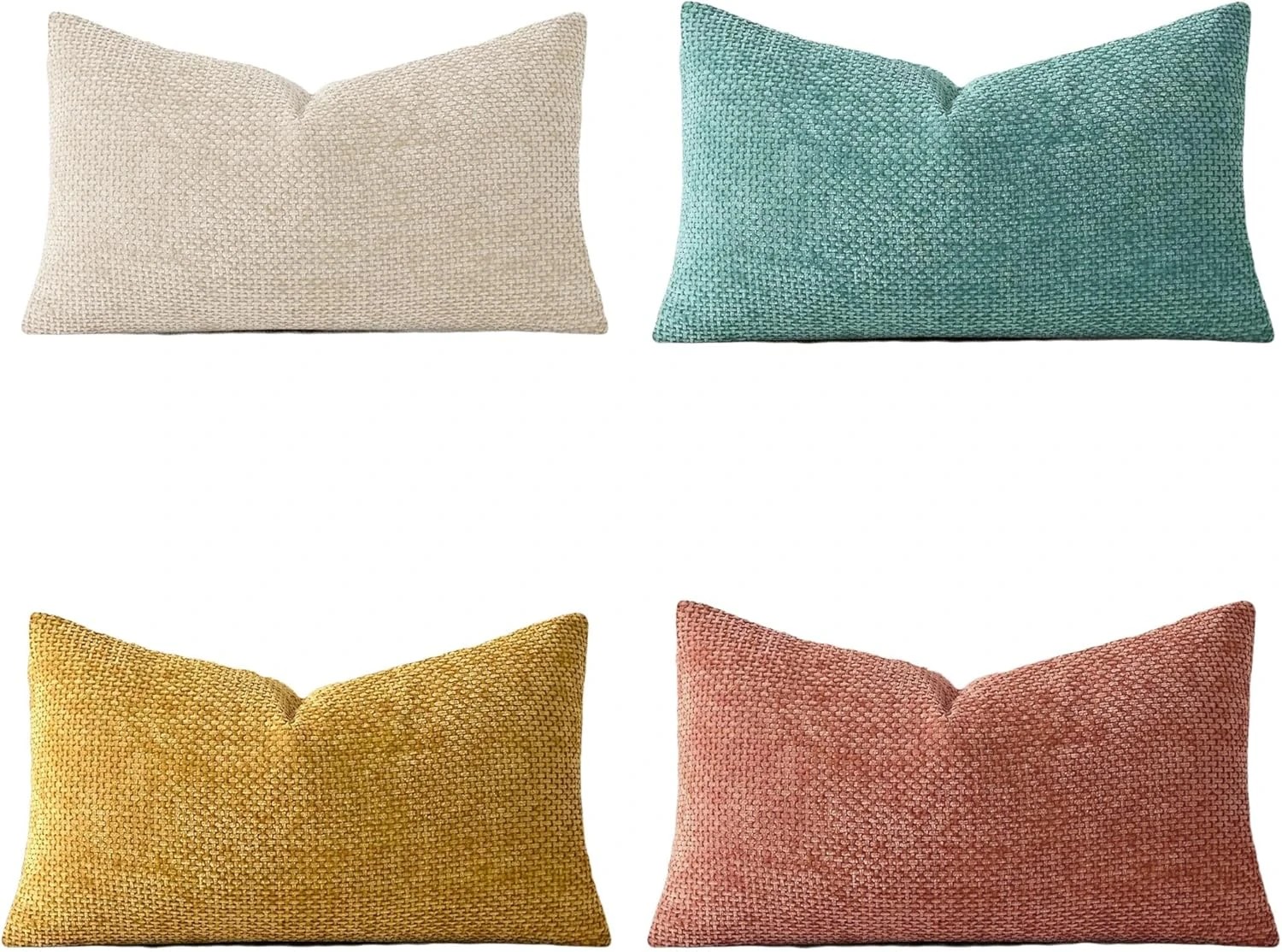 3 Gioia Casa 4-Pack Chenille Grid Cushion Covers 30cm x 50cm - Rainbow, 3 of 3
