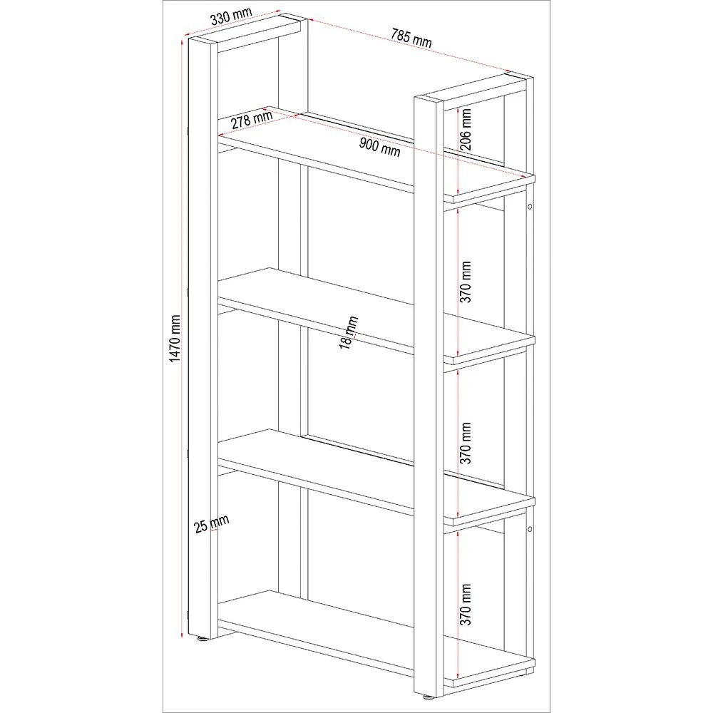 8 Copenhagen 4 Shelf Bookcase Shelves Home Office Storage, 8 of 10