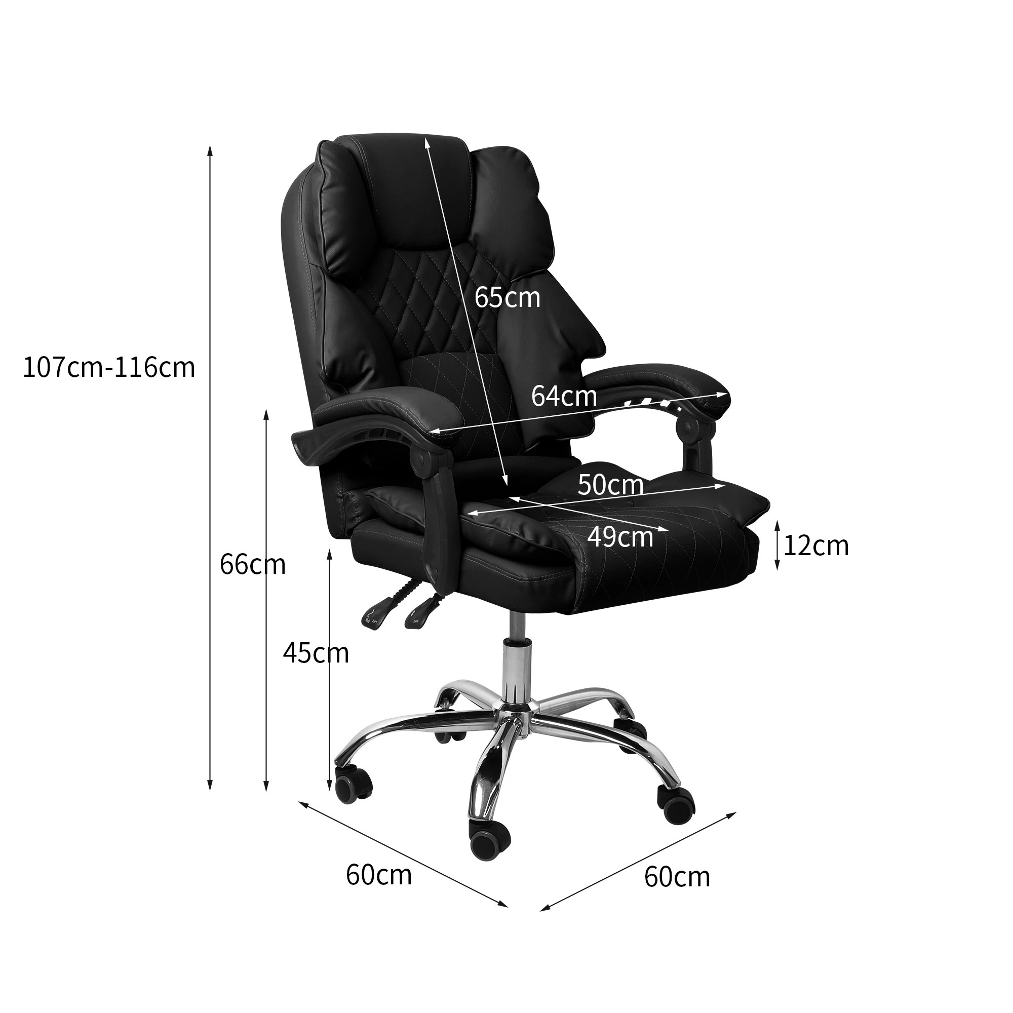 3 Levede Pu Leather Office Chair No Footrest, 3 of 6