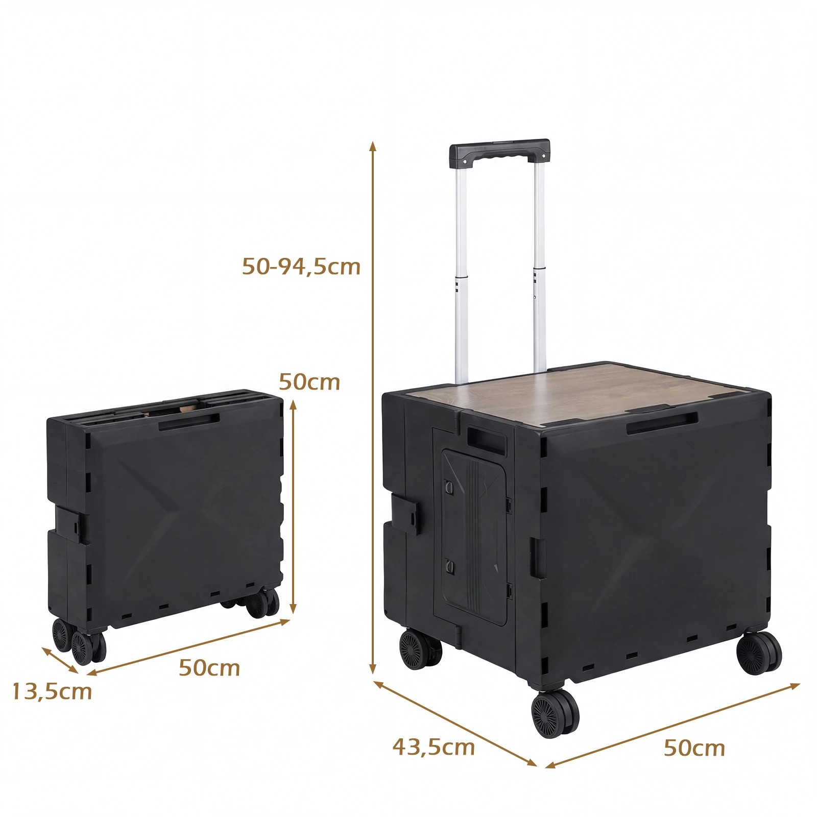 4 Costway Shopping Trolley Folding Utility Cart Camping Wagon Tool Box Garden Cart w/Handle - Black, 4 of 4