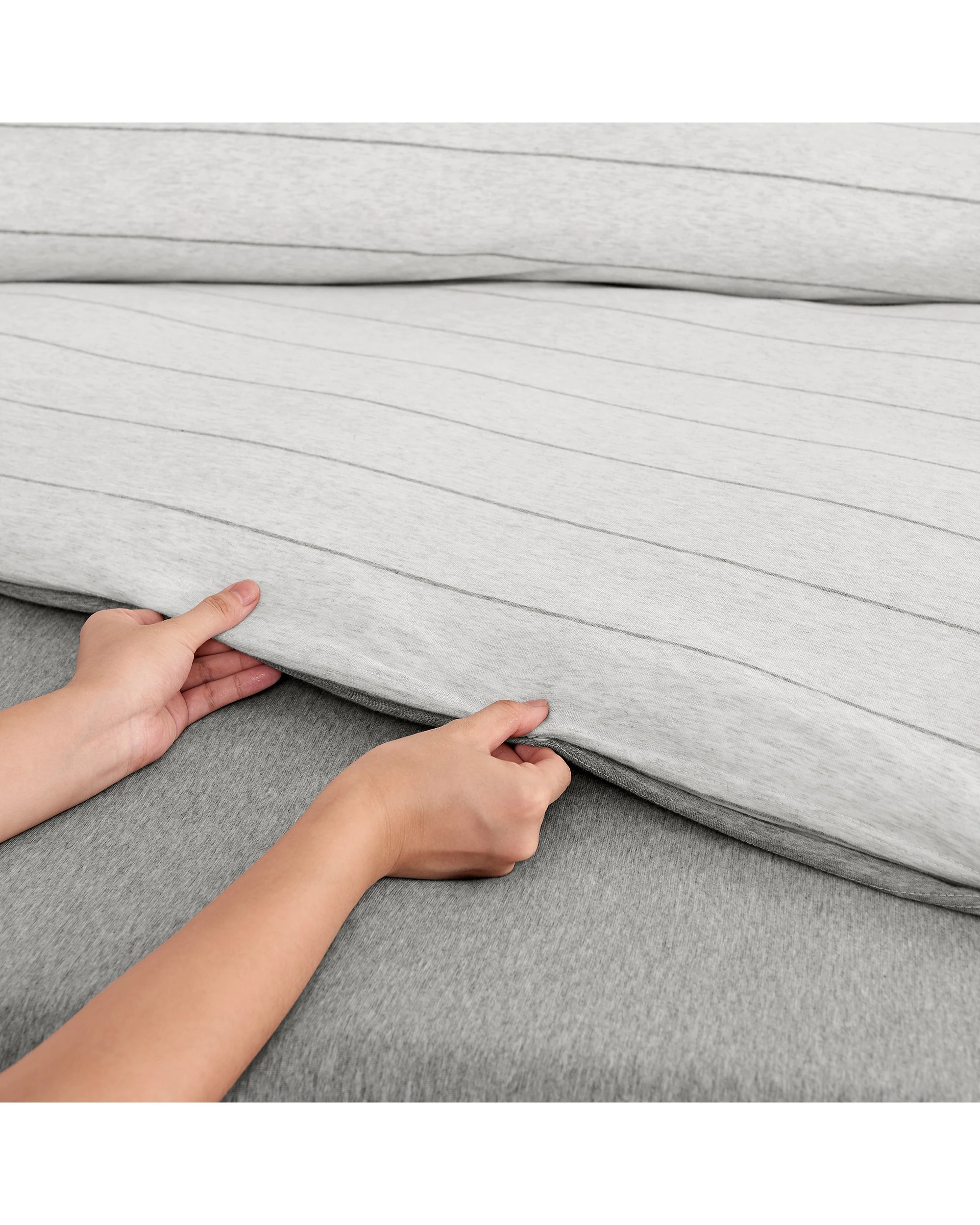 4 Dreamaker Jersey Luxe 100% Cotton Reversible Quilt Cover Set Charcoal - Single Bed - Silver Grey, 4 of 9