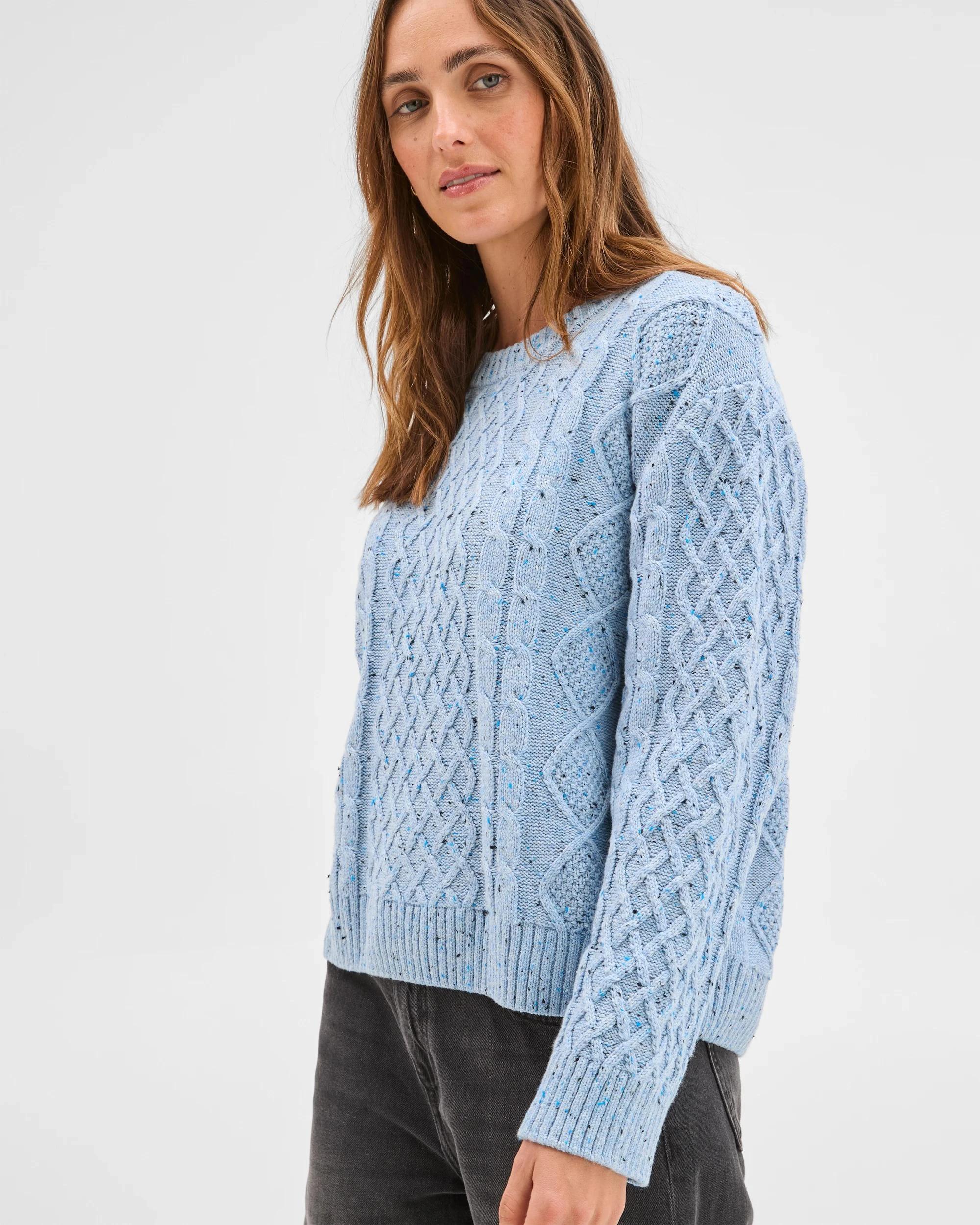 3 Target Woman Australian Cotton Blend Cable Knit Sweater CORNFLOWER, 3 of 5