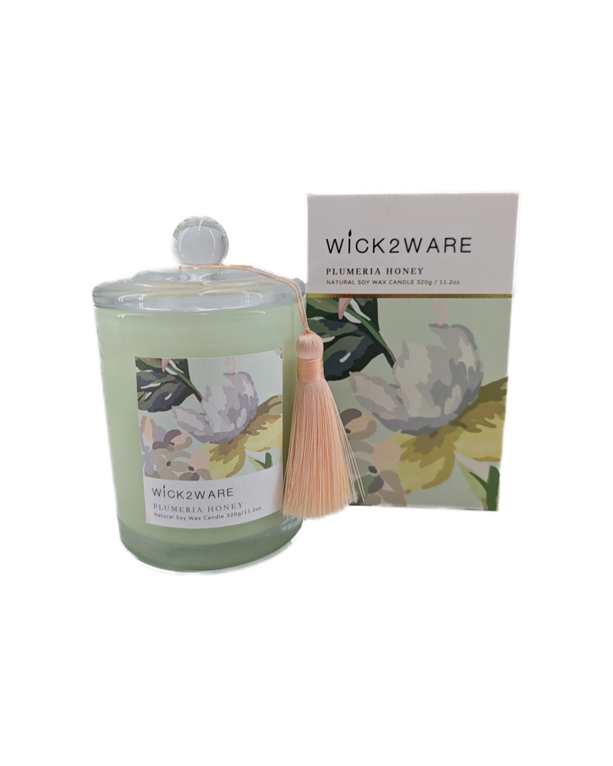 1 Wick2Ware Soy Candle Jar Plumeria Honey Scent 320g Wax Home Fragrance - Natural, 1 of 1