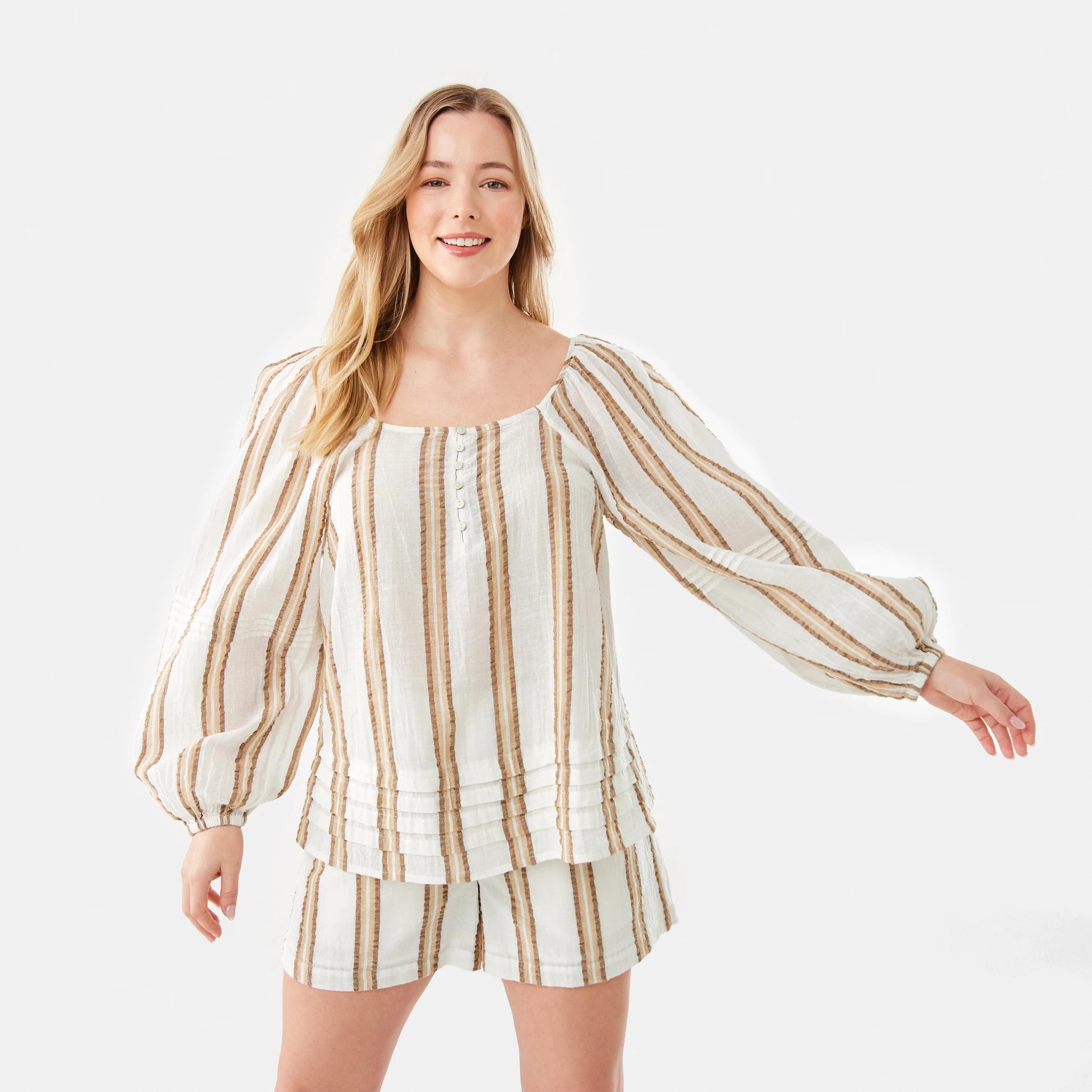 8 Stripe Textured Shorts STRIPE NATURAL BEIGE, 8 of 8