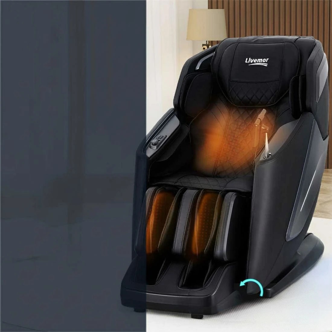 6 Livemor 4D Massage Chair Recliner SL Track Full Body Zero Gravity Massager Heated AI Body Scan REILY - Black, 6 of 6