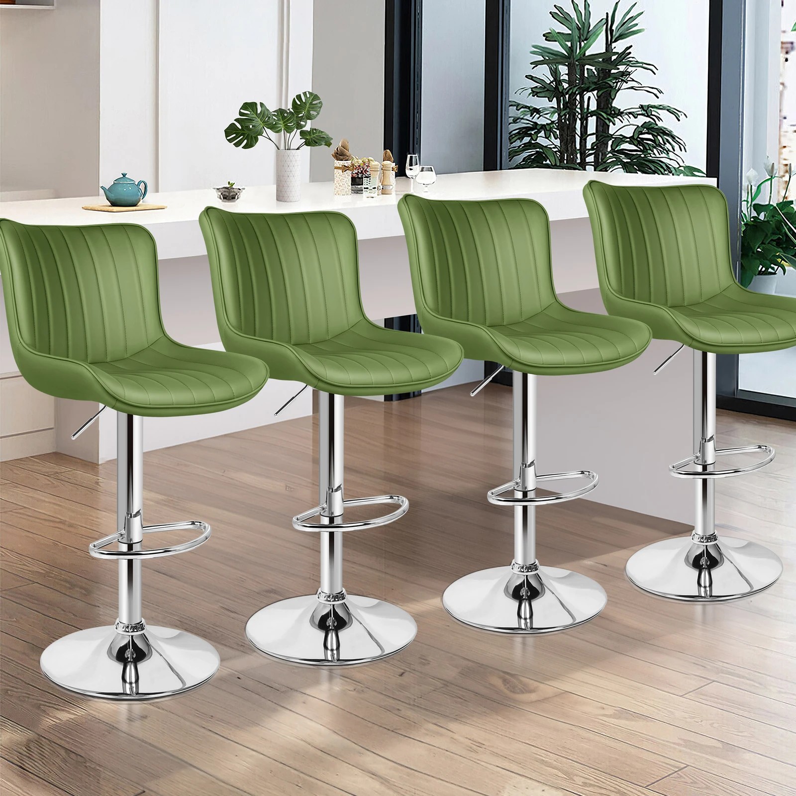 9 Alfordson 4x Bar Stools Bar Chairs Avocado - Green, 9 of 10