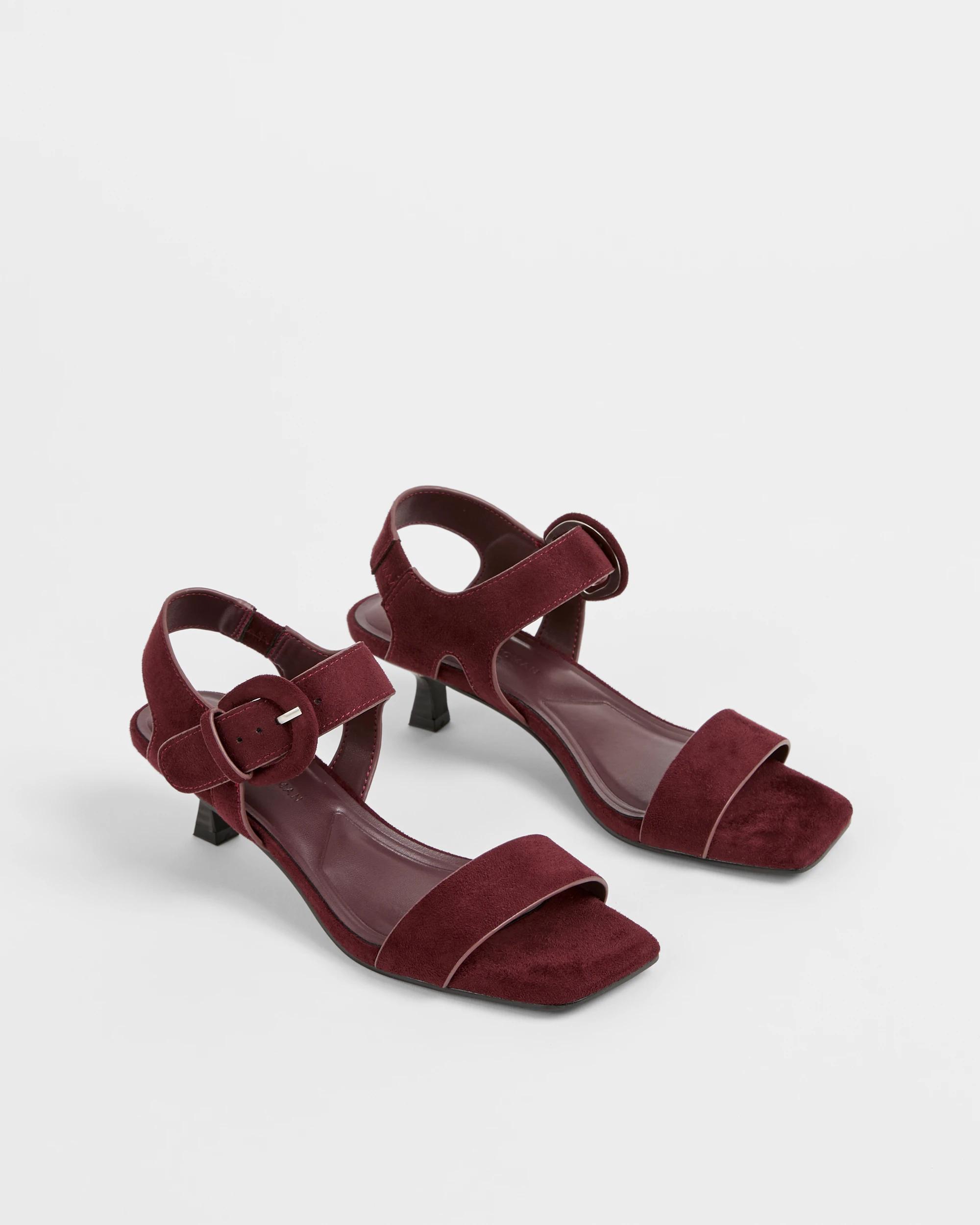 3 Target Woman Double Strap Buckled Low Heeled Sandal - Patra BURGUNDY, 3 of 3