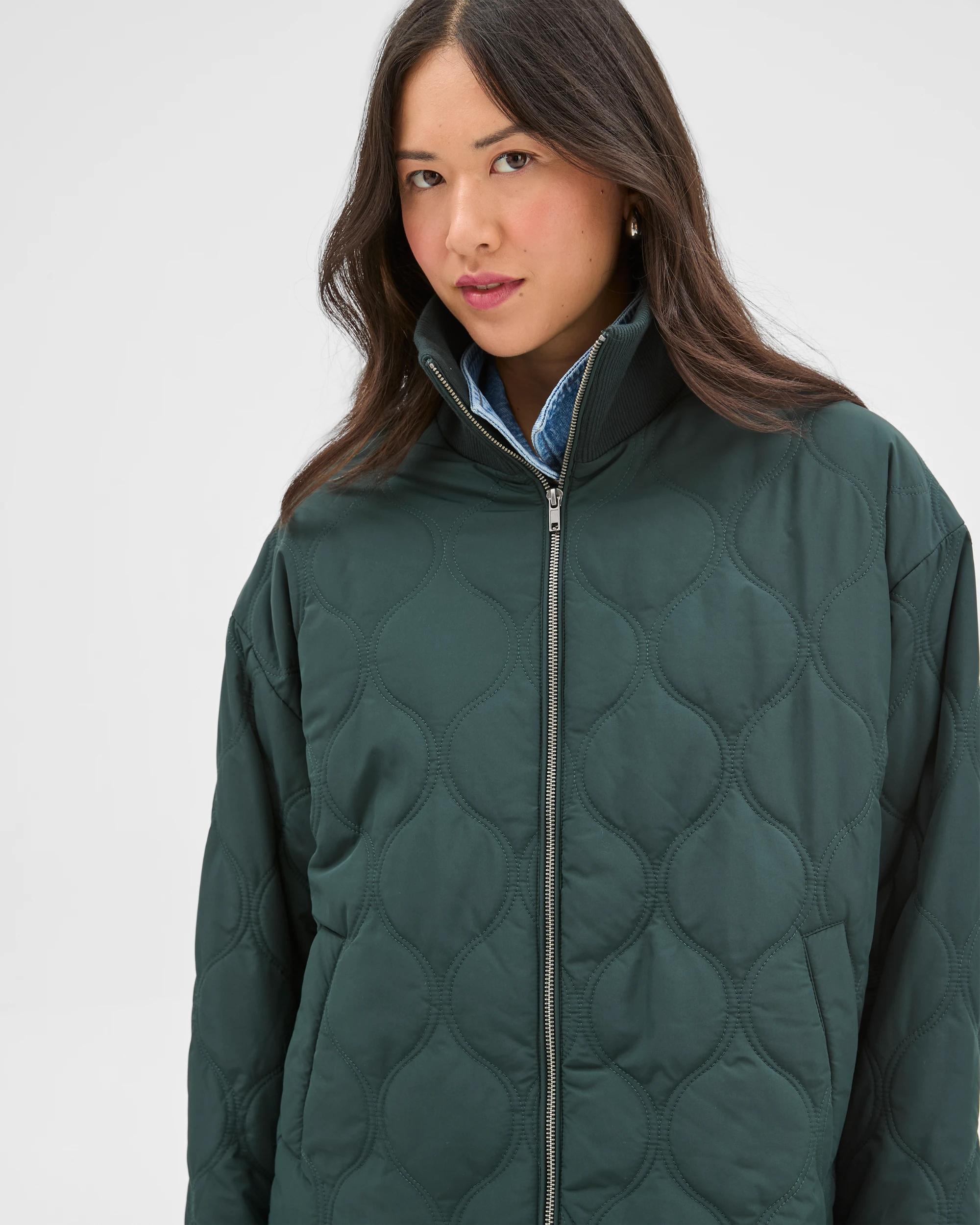 3 Target Woman Quilted Funnel Neck Jacket MIDNIGHT JADE, 3 of 7