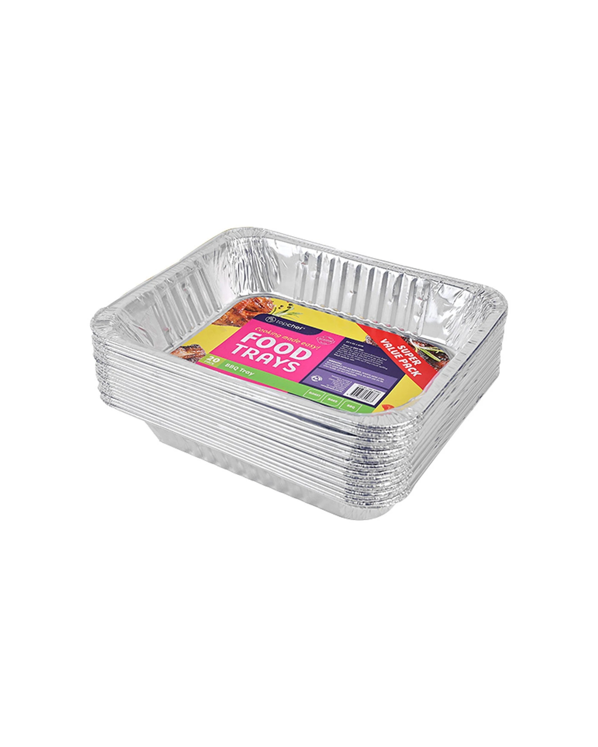 2 20pc Topchef Home Kitchen Large Disposable Aluminium Foil Barbecue Tray - Silver, 2 of 2