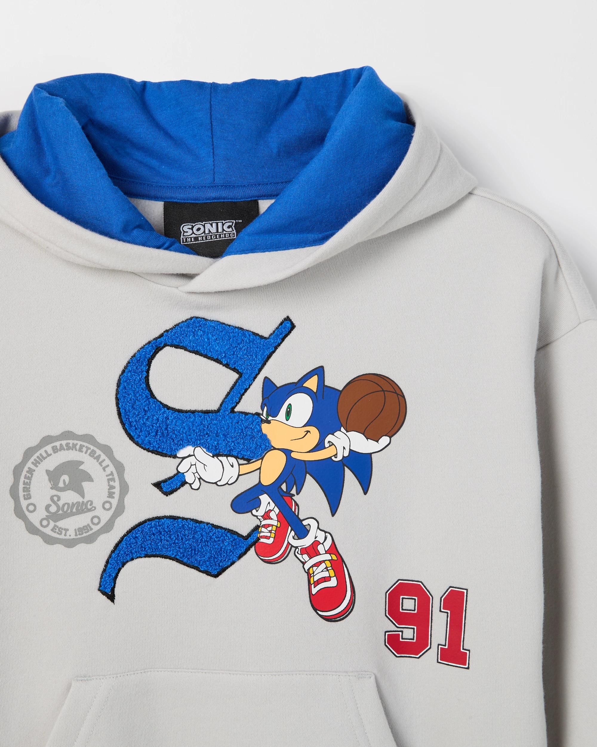 6 Sonic The Hedgehog Australian Cotton Blend Oversized Hoodie GREY, 6 of 6