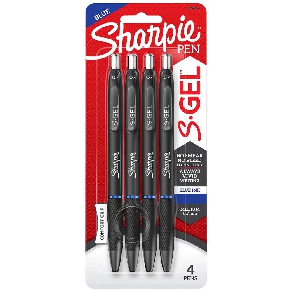 1 Sharpie S-Gel Retractable Gel Pens 0.7mm Blue 4 Pack, 1 of 7