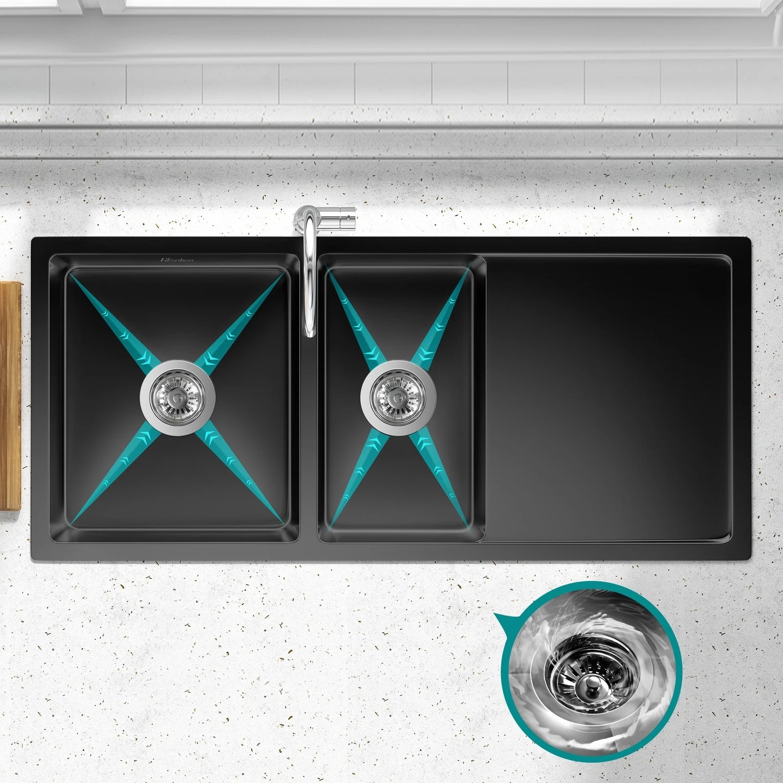 6 100X45CM Alfordson Kitchen Sink Stainless Steel - Black, 6 of 10