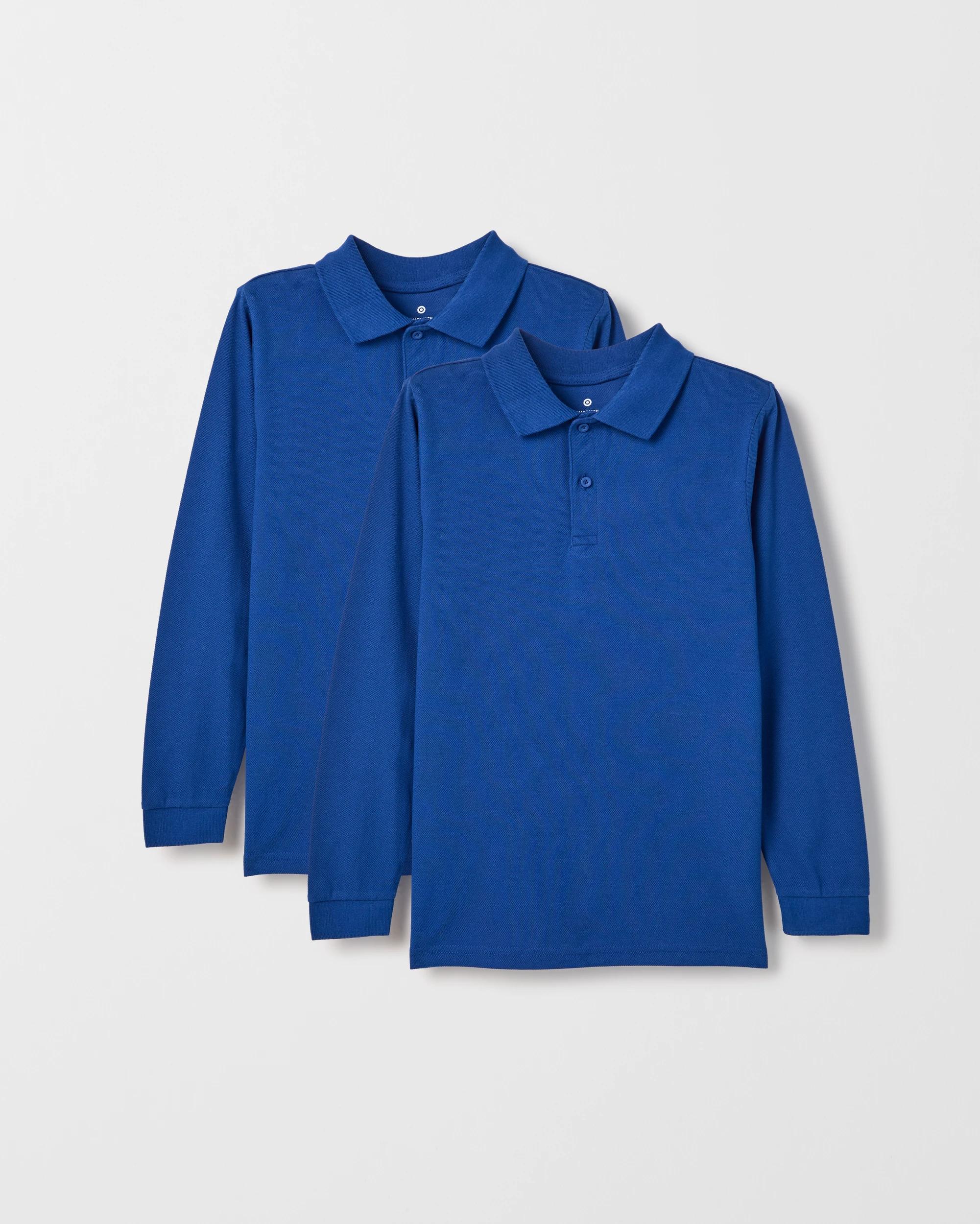 5 Target Kids Australian Cotton 2 Pack School Long Sleeve Polo Top ROYAL BLUE, 5 of 5