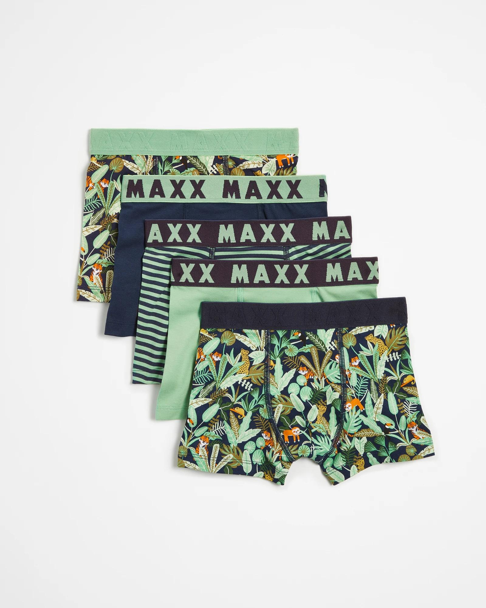 1 Maxx Boys Trunks 5 Pack JUNGLE SLOTH, 1 of 1