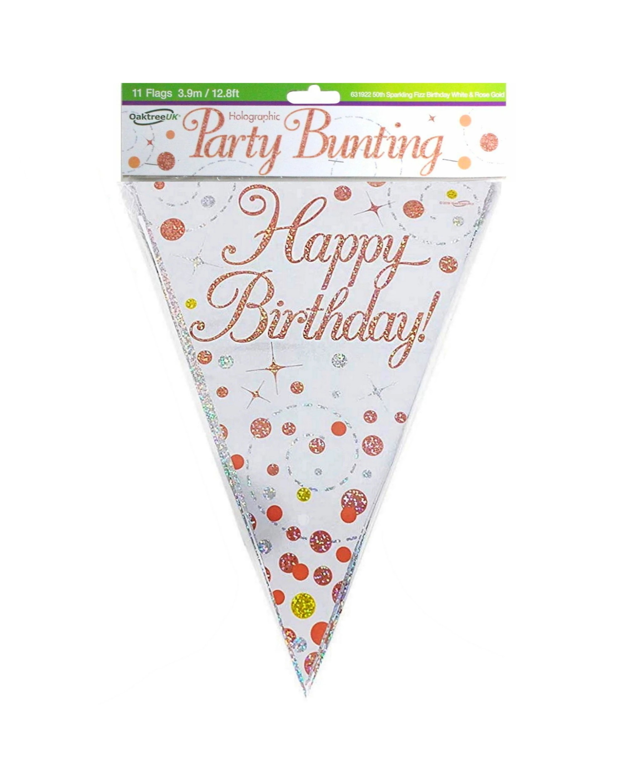 1 Alpen Sparkling Fizz Rose Gold Happy Birthday Flag Banner, 1 of 1