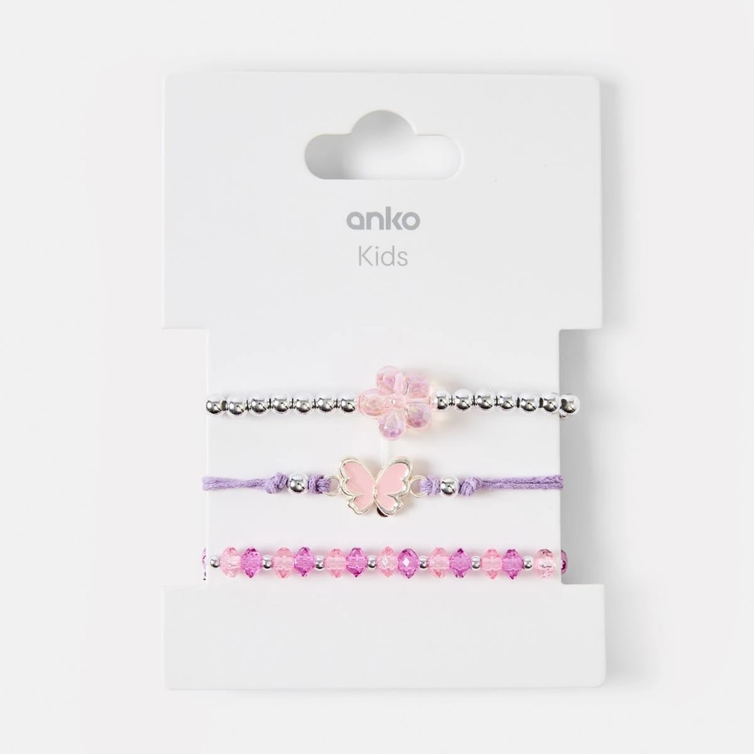 2 3 Pack Butterfly Bracelet - Silver Tone, Purple and Pink, 2 of 2