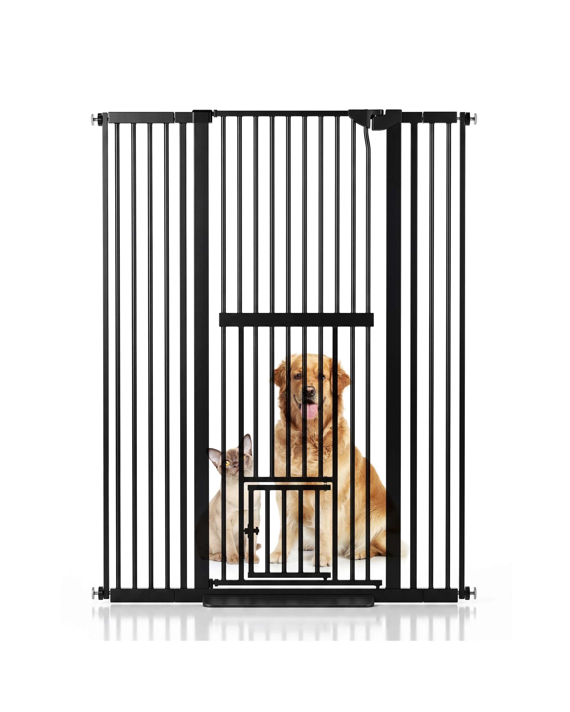 1 Advwin 151cm Extra Tall Pet Safety Gate Adjustable 75-105cm Wide Metal Gate Pet Door, 1 of 8