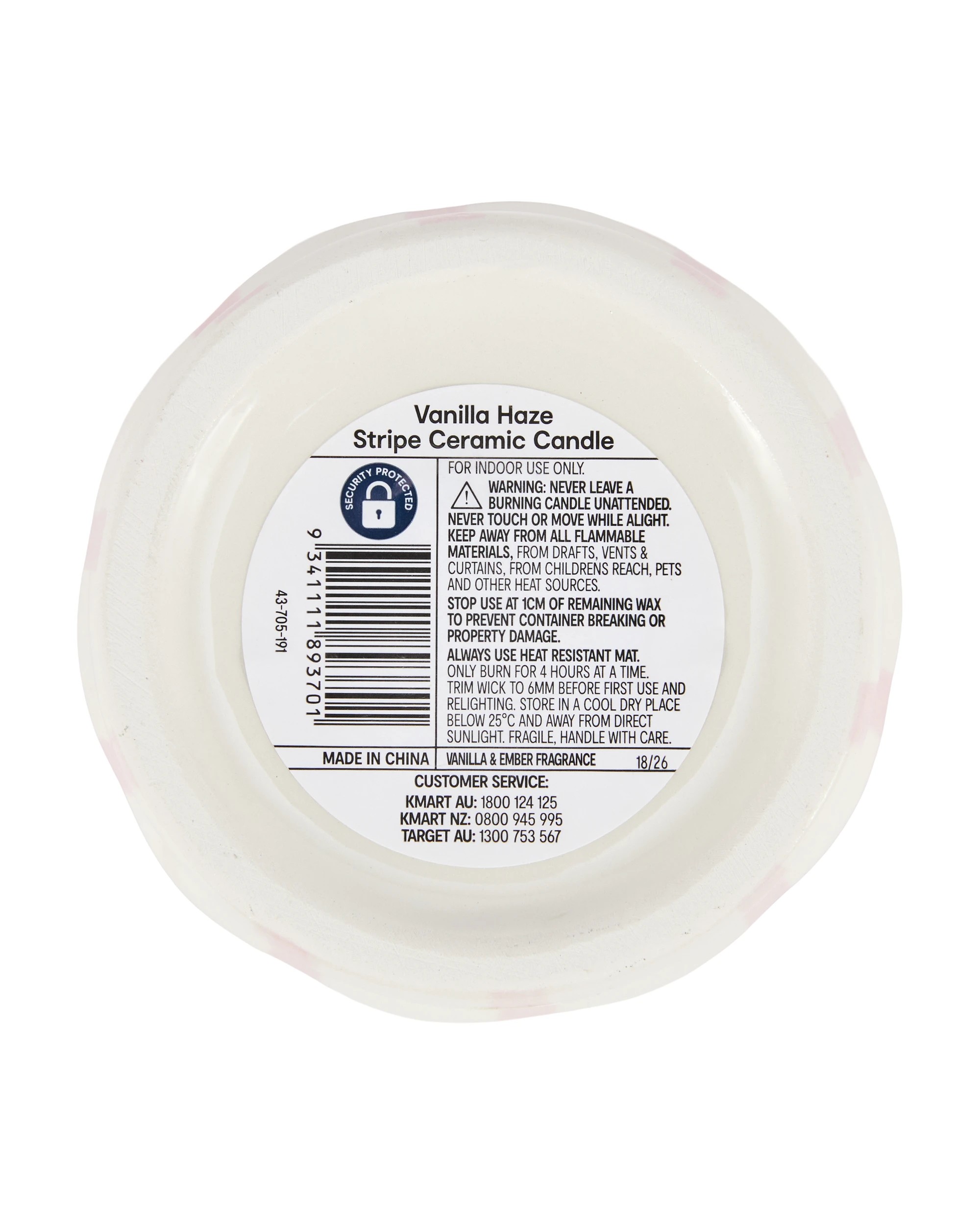 5 Vanilla Haze Stripe Ceramic Candle, 5 of 5
