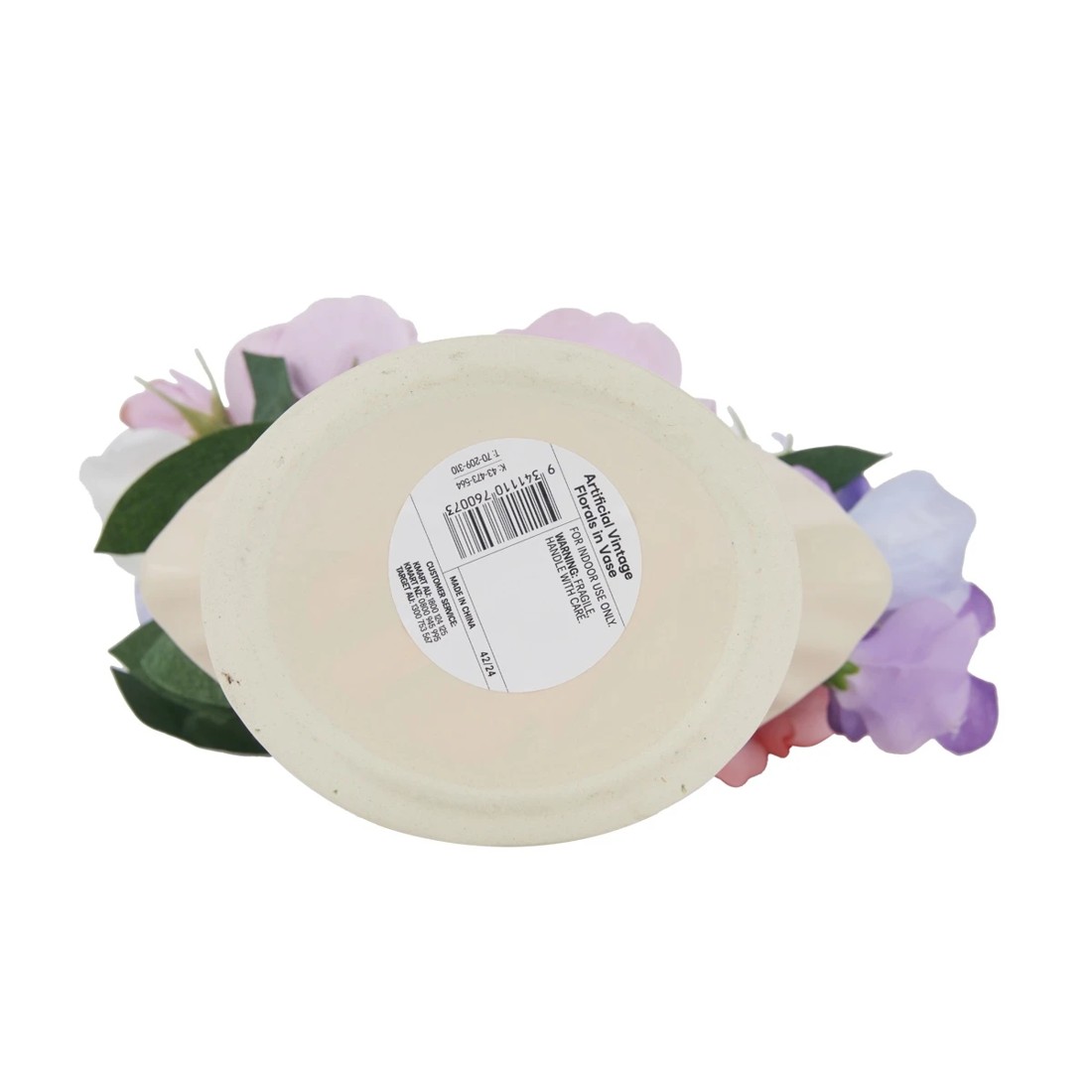 4 Artificial Vintage Florals in Vase, 4 of 5