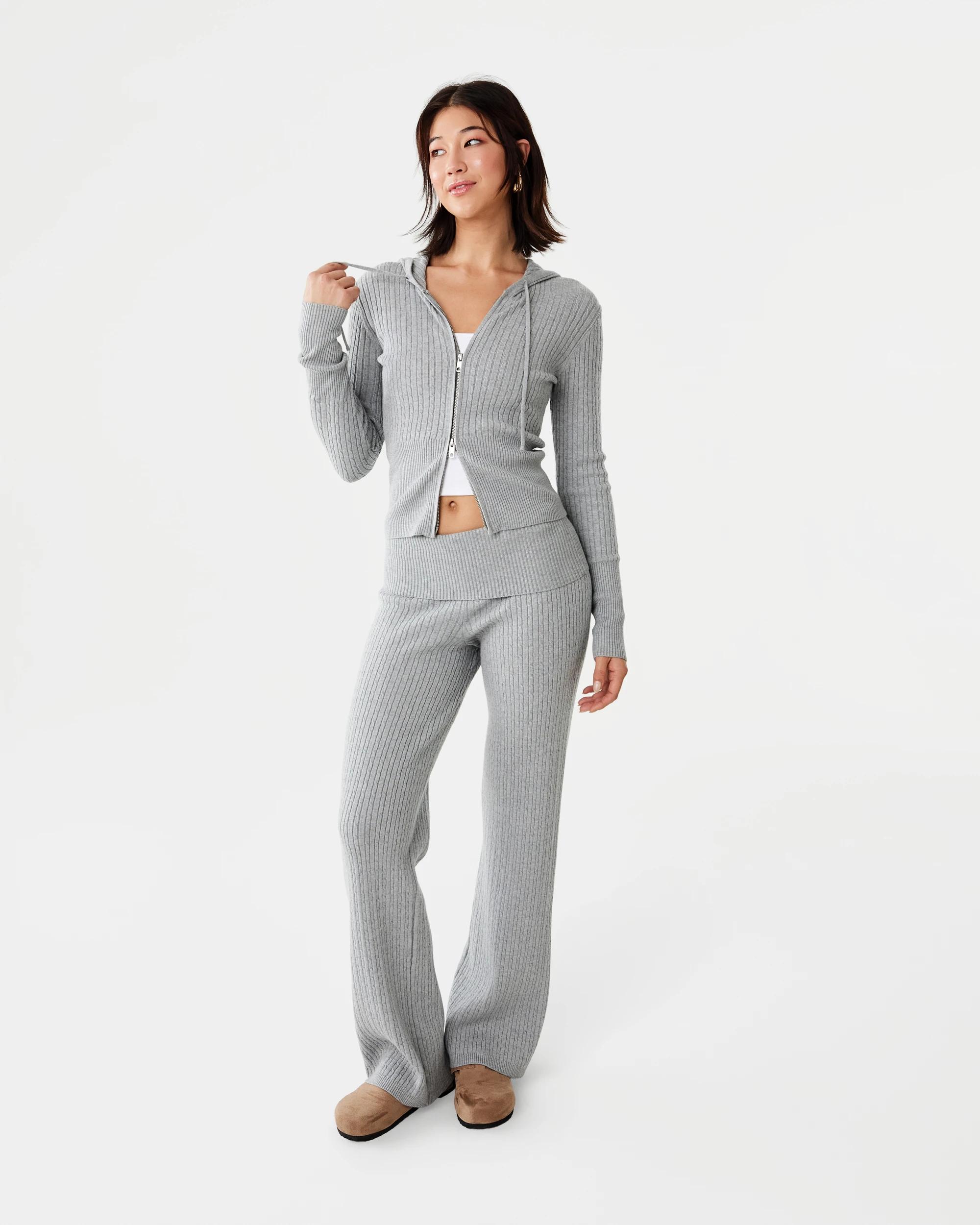 5 True Knit Cable Zip Hoodie Grey Marle, 5 of 10