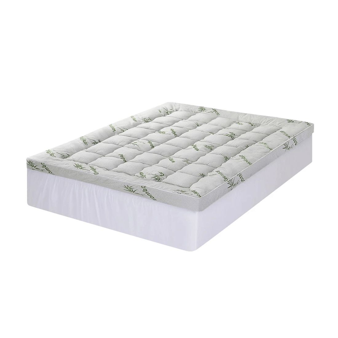 1 Giselle Mattress Topper 11cm Pillowtop toppers Bamboo Queen - White, 1 of 7