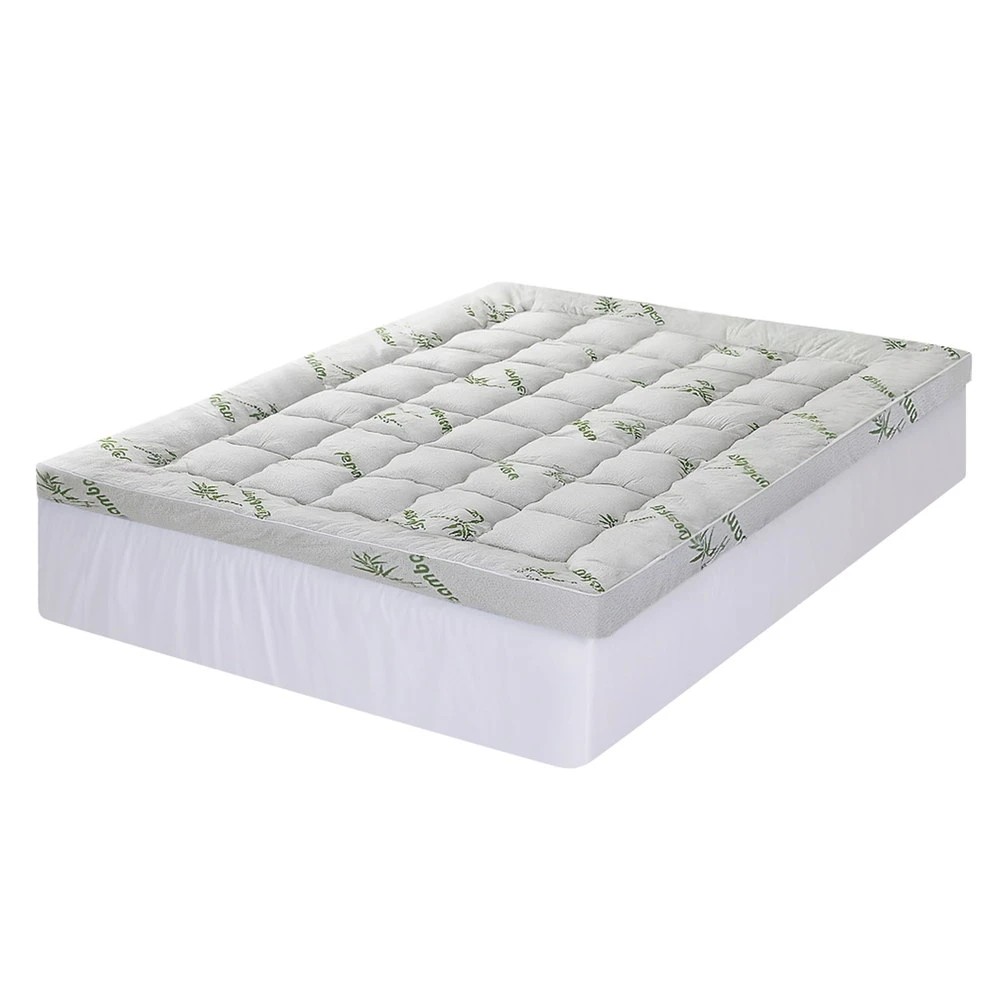 1 Giselle Mattress Topper 11cm Pillowtop toppers Bamboo Queen - White, 1 of 8