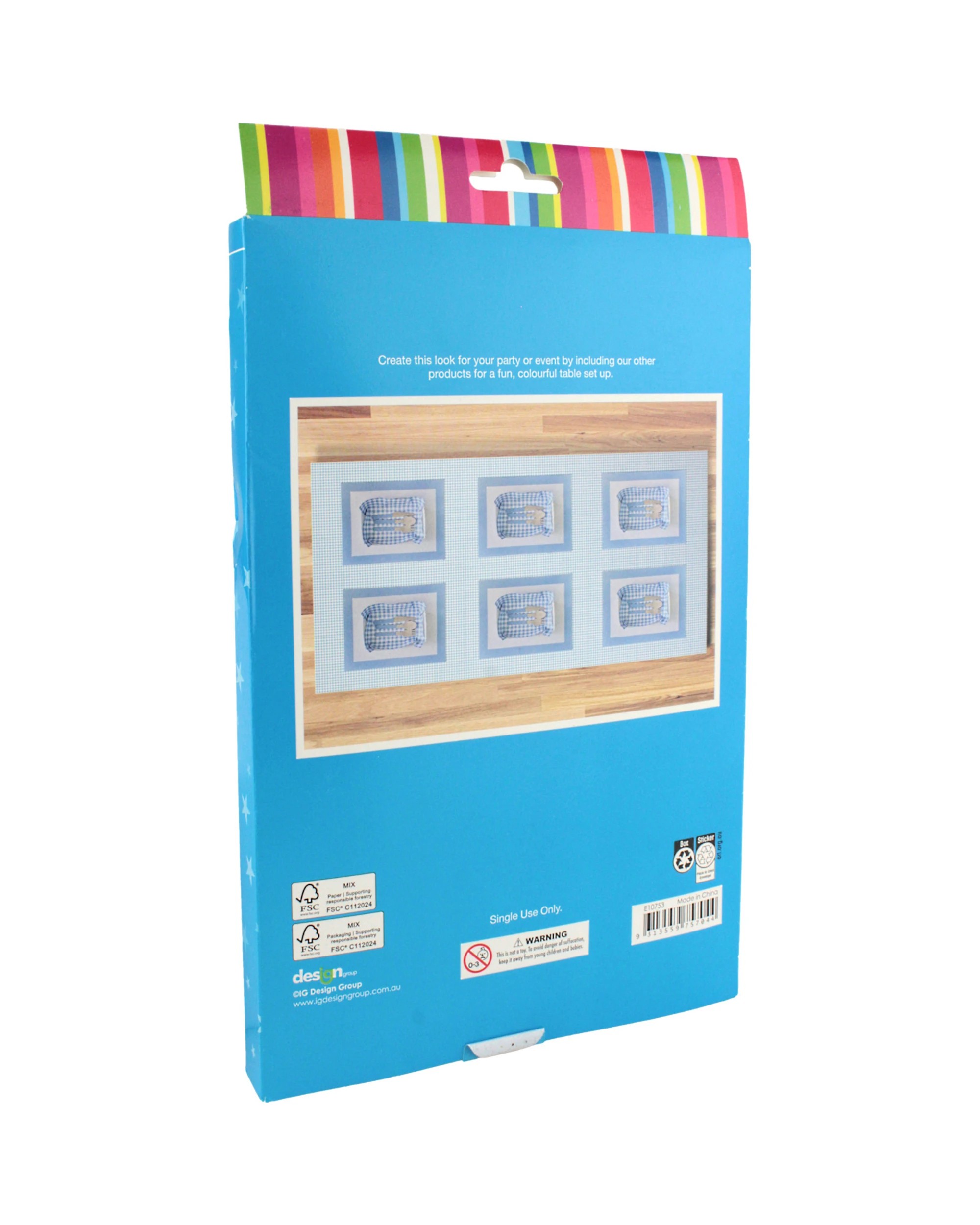 3 Artwrap Gingham Paper Tablecloth - Blue and White - Blue, White, 3 of 3