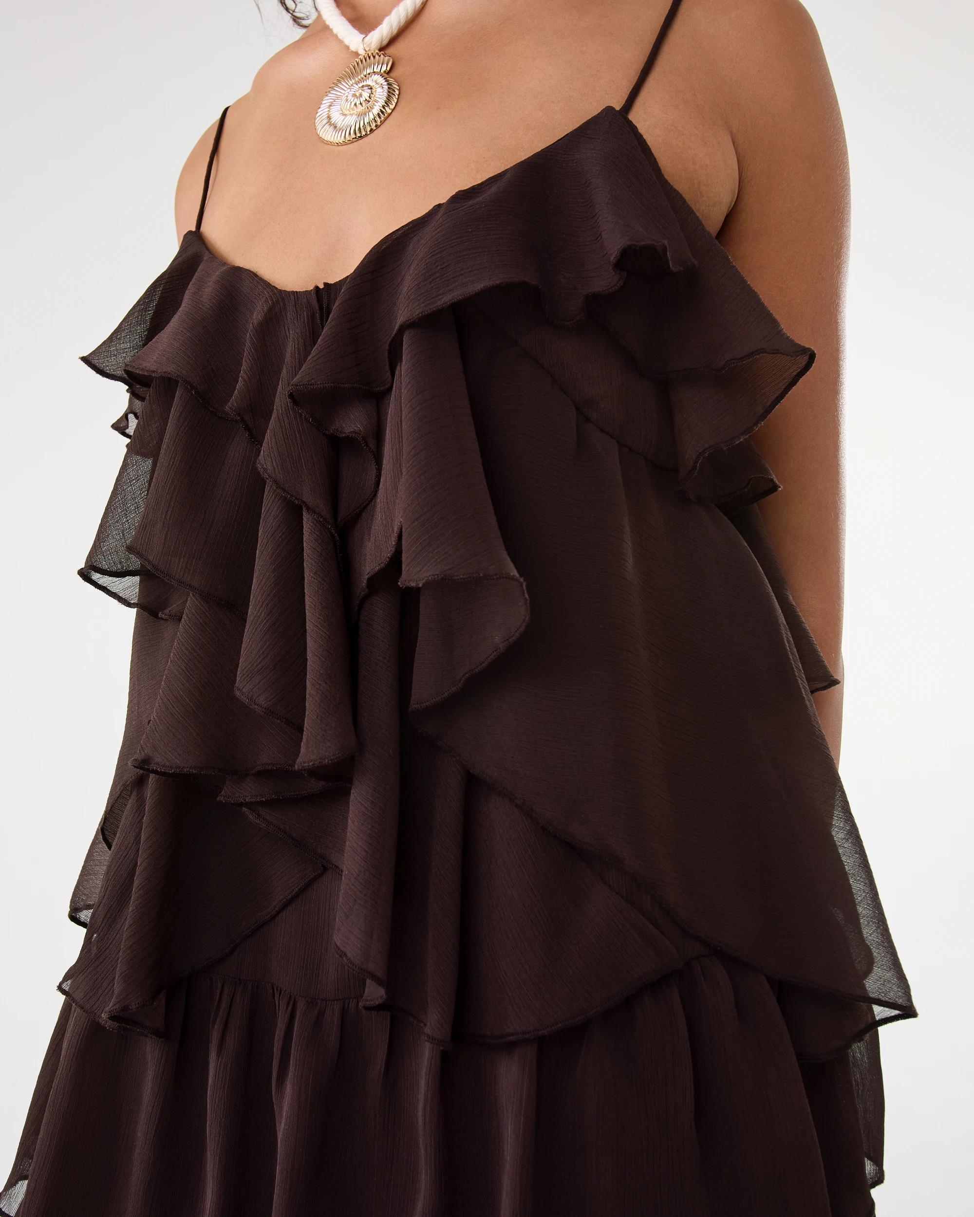 7 Chiffon Layered Mini Dress Choc Plum, 7 of 7