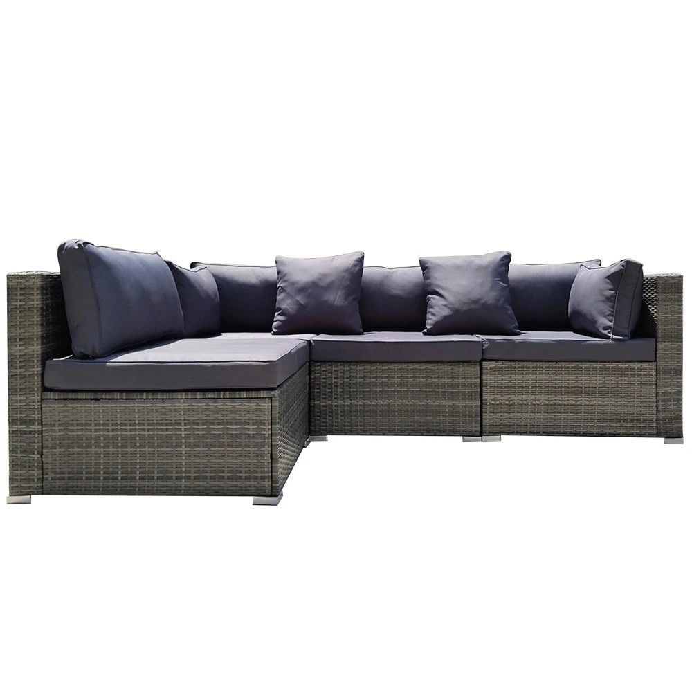 1 London Rattan 4-Seater Modular Outdoor Lounge Sofa - Grey, 1 of 1