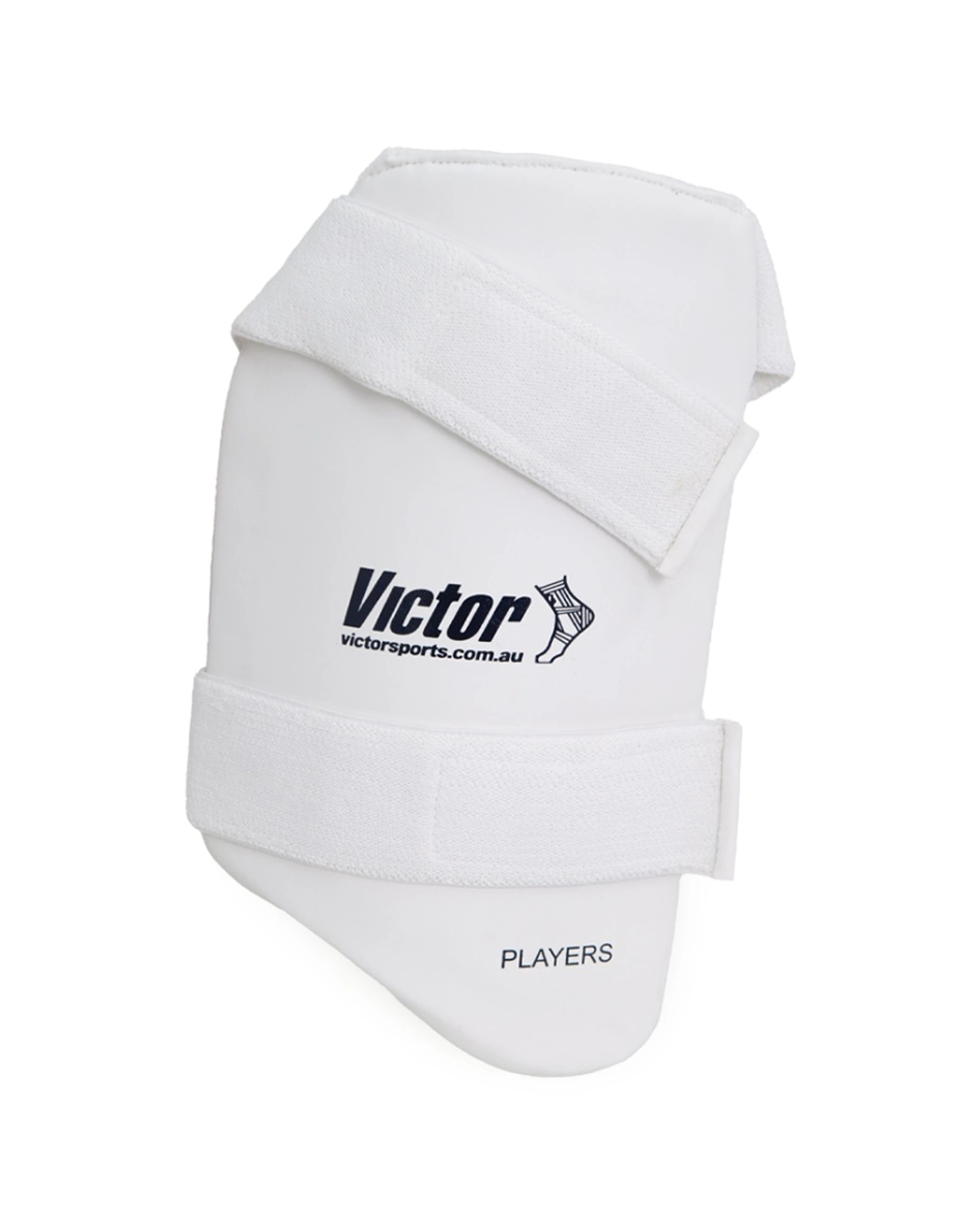 1 Victor Sports Cricket Thigh Guard Players High Impact Foam Right Hand Adult - White, 1 of 2
