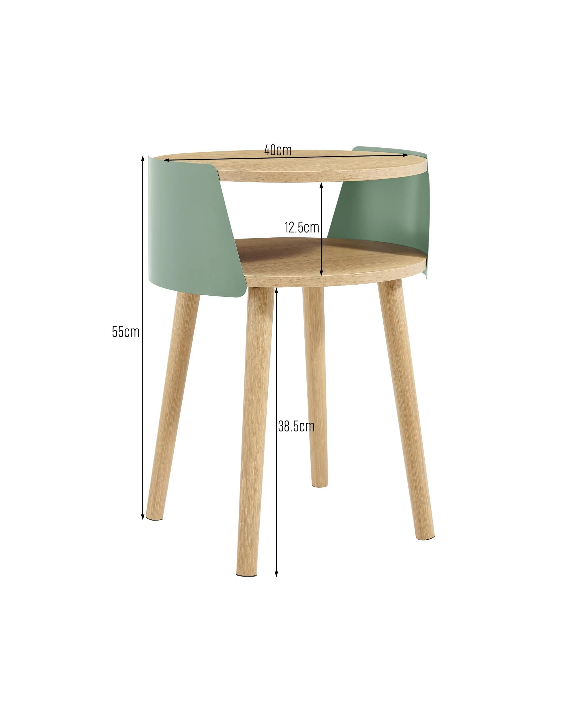 9 Kodu Side Table Bedside Shelf Round - Green, 9 of 9