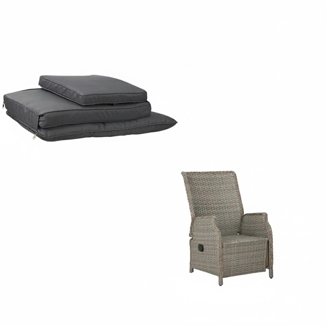 5 Gardeon 3PC Recliner Chairs Table Sun lounge Outdoor Furniture Wicker Adjustable - Grey, 5 of 5