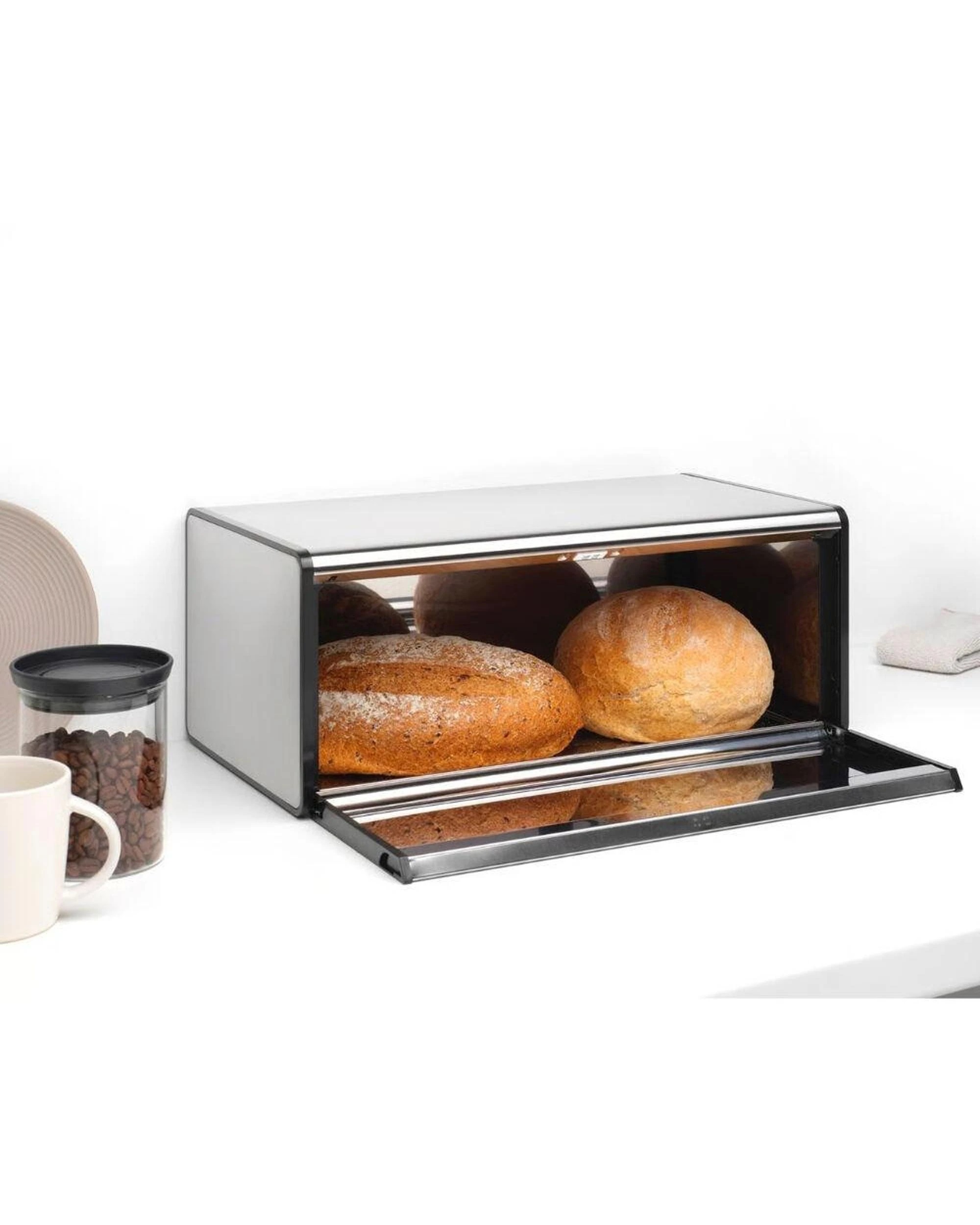 4 Brabantia Fall Front Bread Bin  Matte Steel, 4 of 6