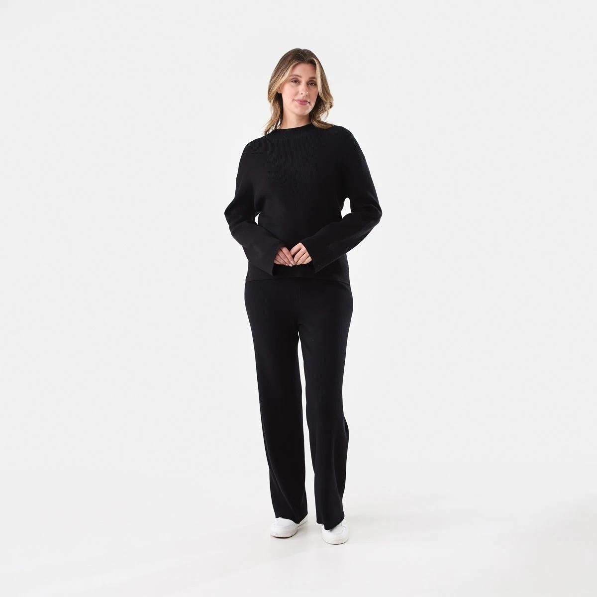 5 True Knit Rib Pants Black, 5 of 5