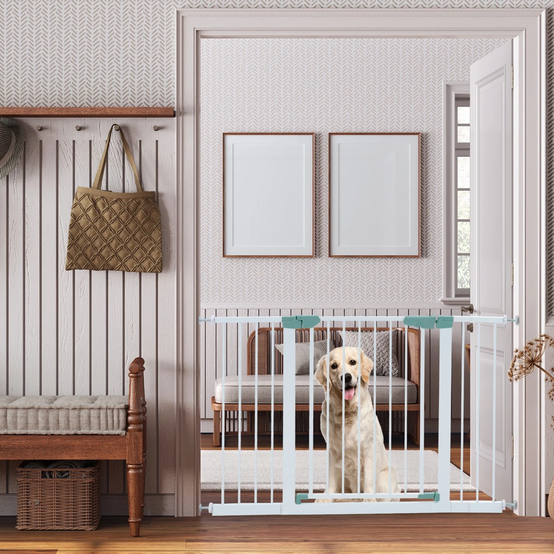 5 Costway Baby Security Gate Metal Walk Thru Pets Door, 5 of 5