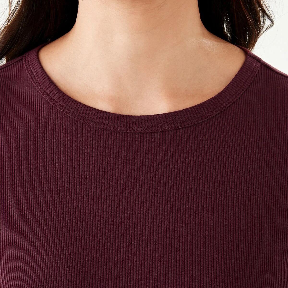 6 Long Sleeve Rib Crew T-shirt Burgundy, 6 of 6