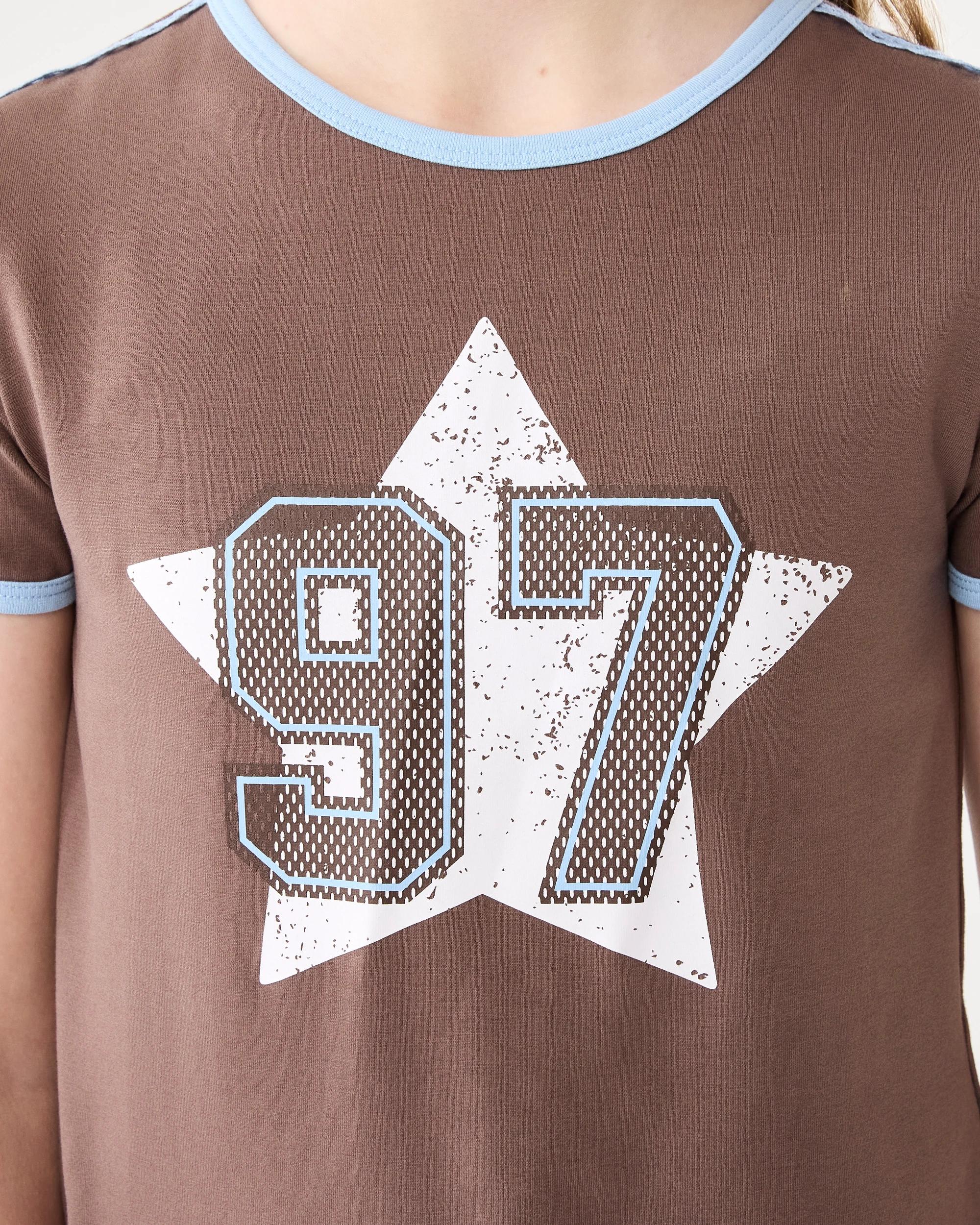 4 Short Sleeve Ringer T-shirt Brwn Star, 4 of 7